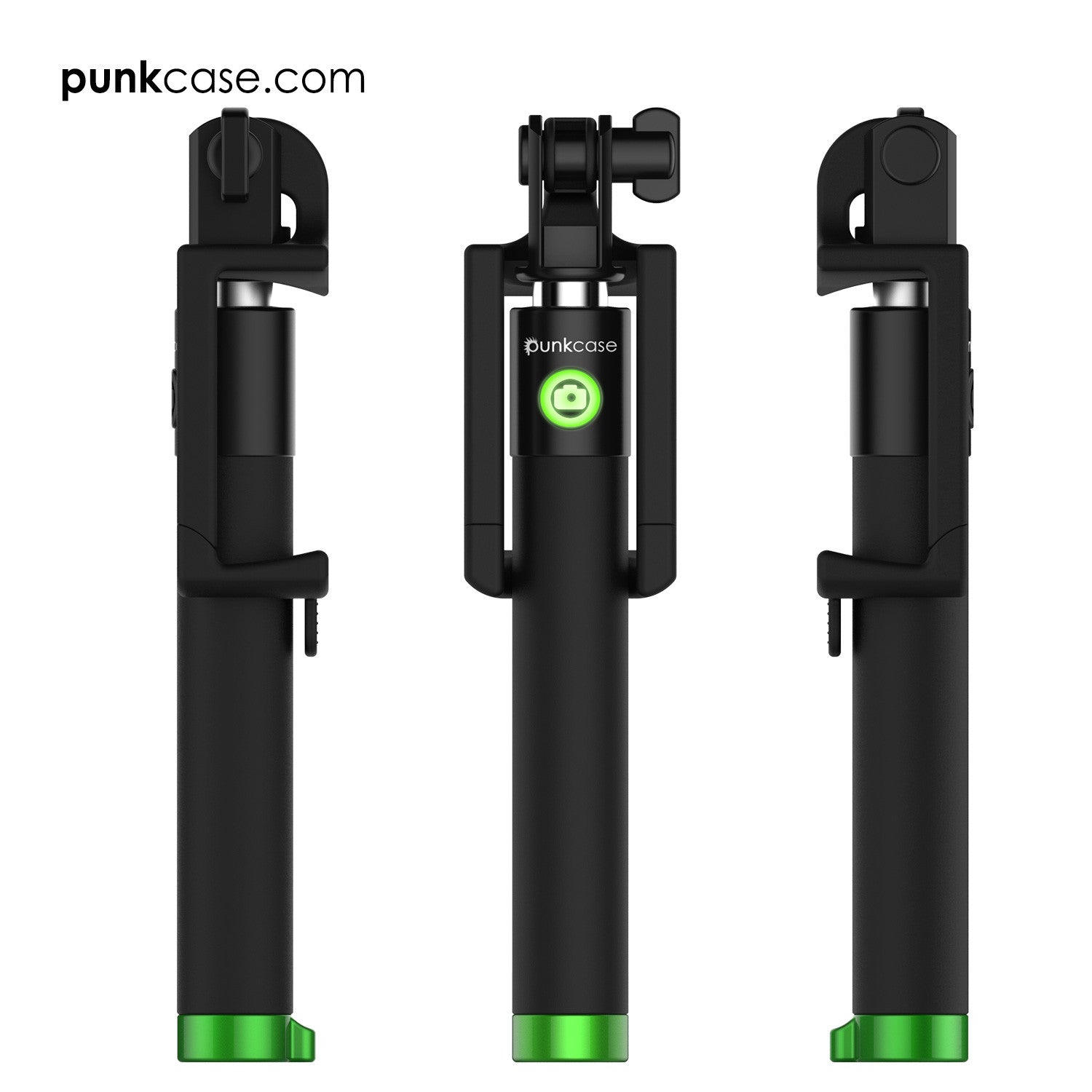 Selfie Stick - Green, Extendable Monopod with Built-In Bluetooth Remote Shutter