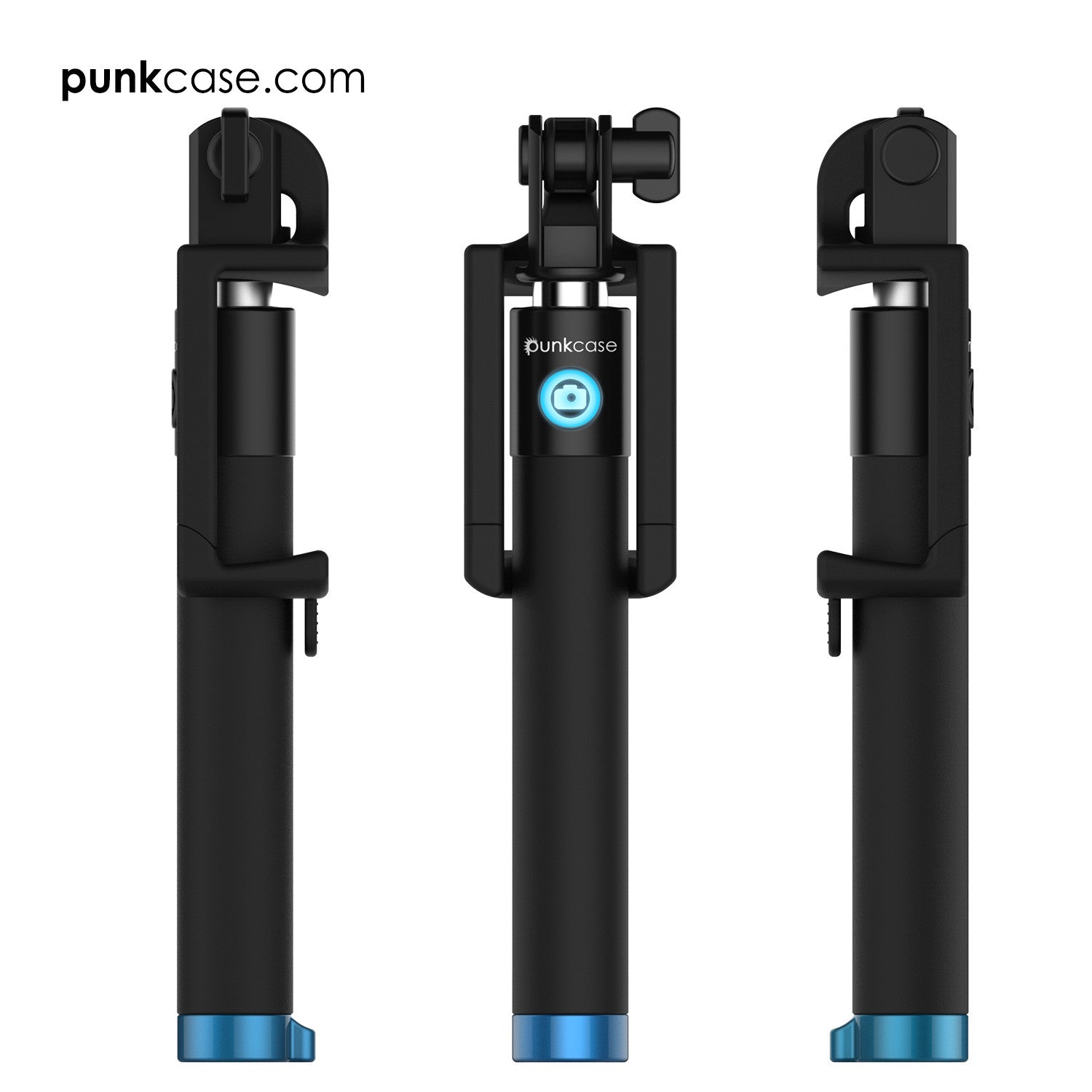 Selfie Stick - Blue, Extendable Monopod with Built-In Bluetooth Remote Shutter