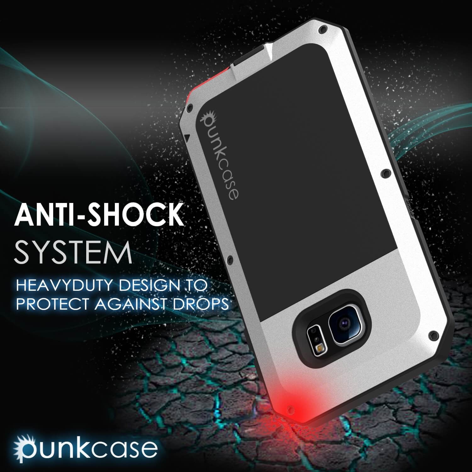 Galaxy S6 EDGE  Case, PUNKcase Metallic Silver Shockproof  Slim Metal
