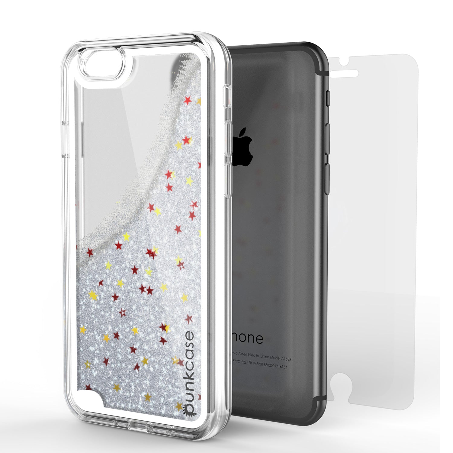 iPhone 7 Case, PunkCase LIQUID Silver Series, Protective Dual Layer Floating Glitter Cover