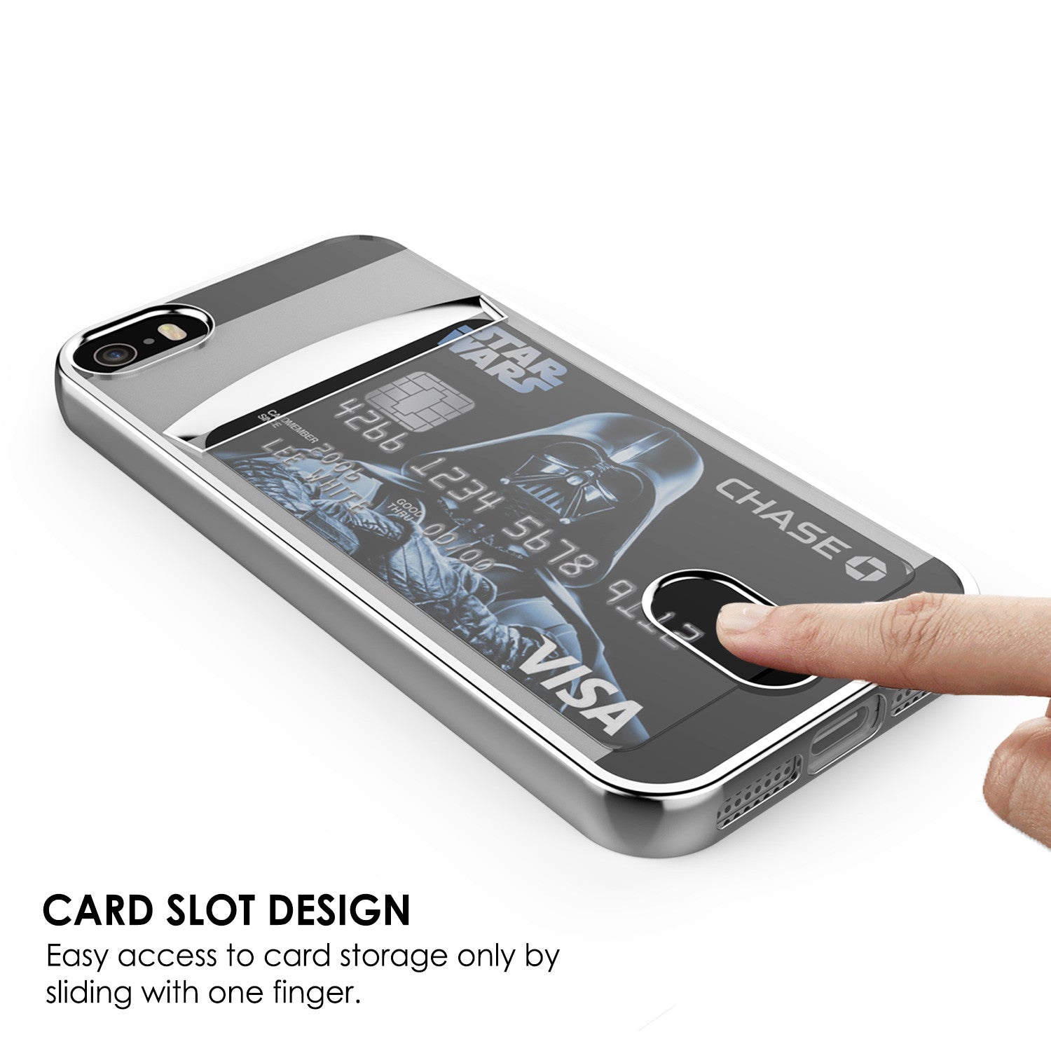 iPhone SE/5S/5 Case, PUNKCASE® LUCID Silver Series | Card Slot | SHIELD Screen Protector | Ultra fit