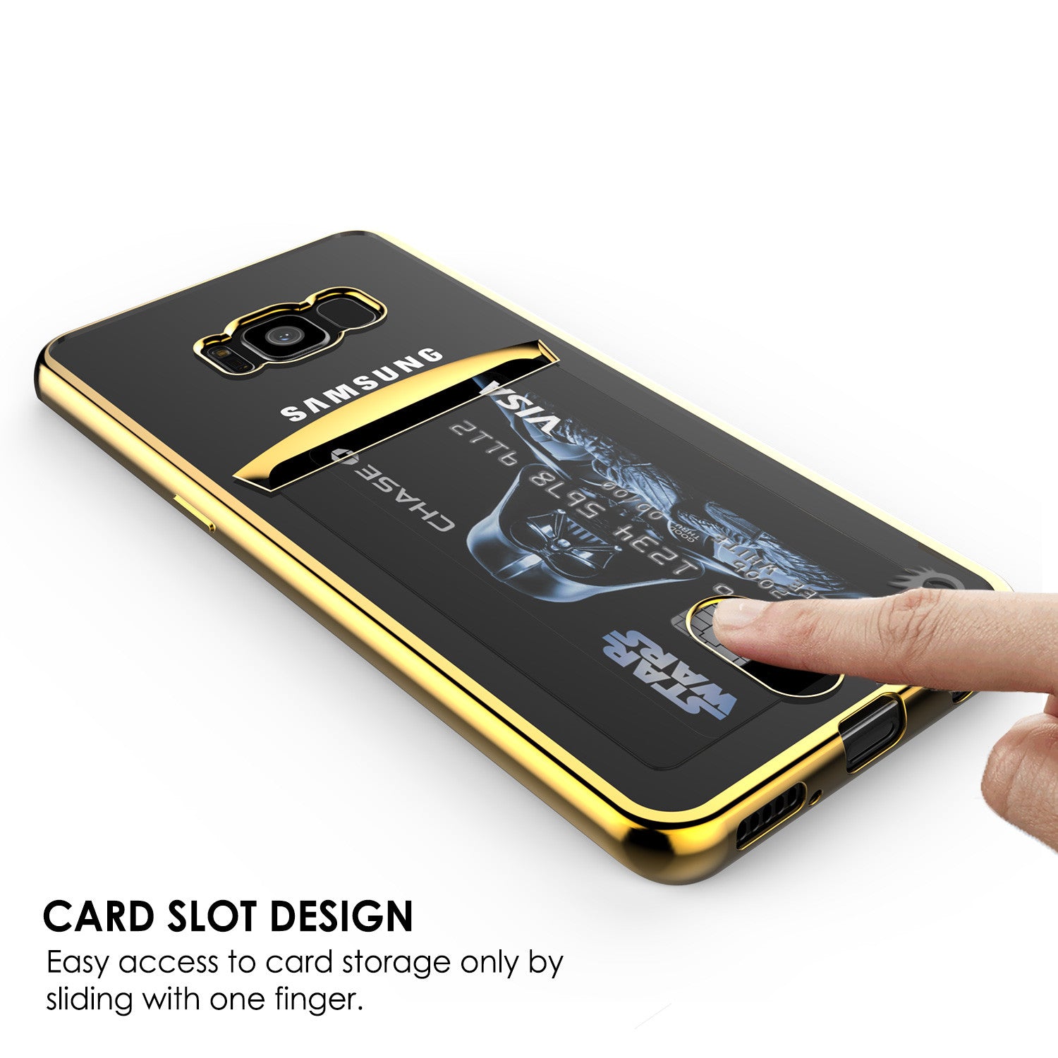 Galaxy S8 Case, PUNKCASE® LUCID Gold Series | Card Slot | SHIELD Screen Protector | Ultra fit