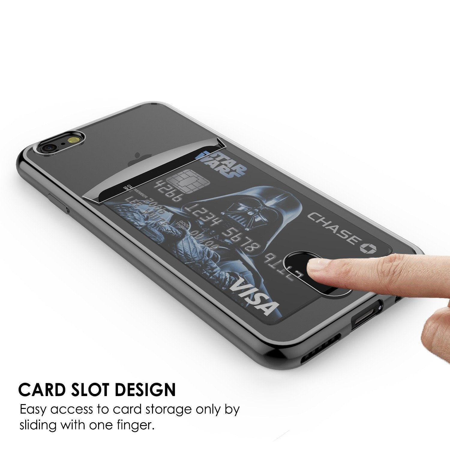 iPhone SE (4.7") Case, PUNKCASE® LUCID Black Series | Card Slot | SHIELD Screen Protector | Ultra fit