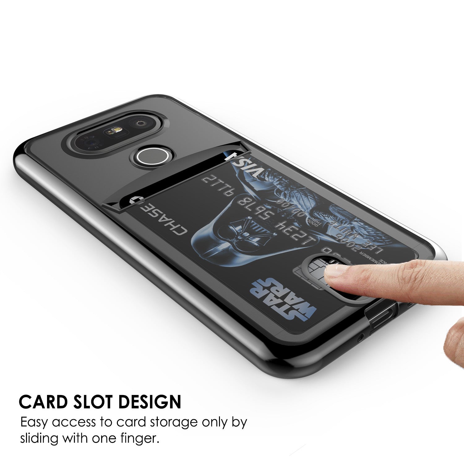 LG G5 Case, PUNKCASE® Black LUCID Series | Card Slot | PUNK SHIELD Screen Protector | Ultra Fit