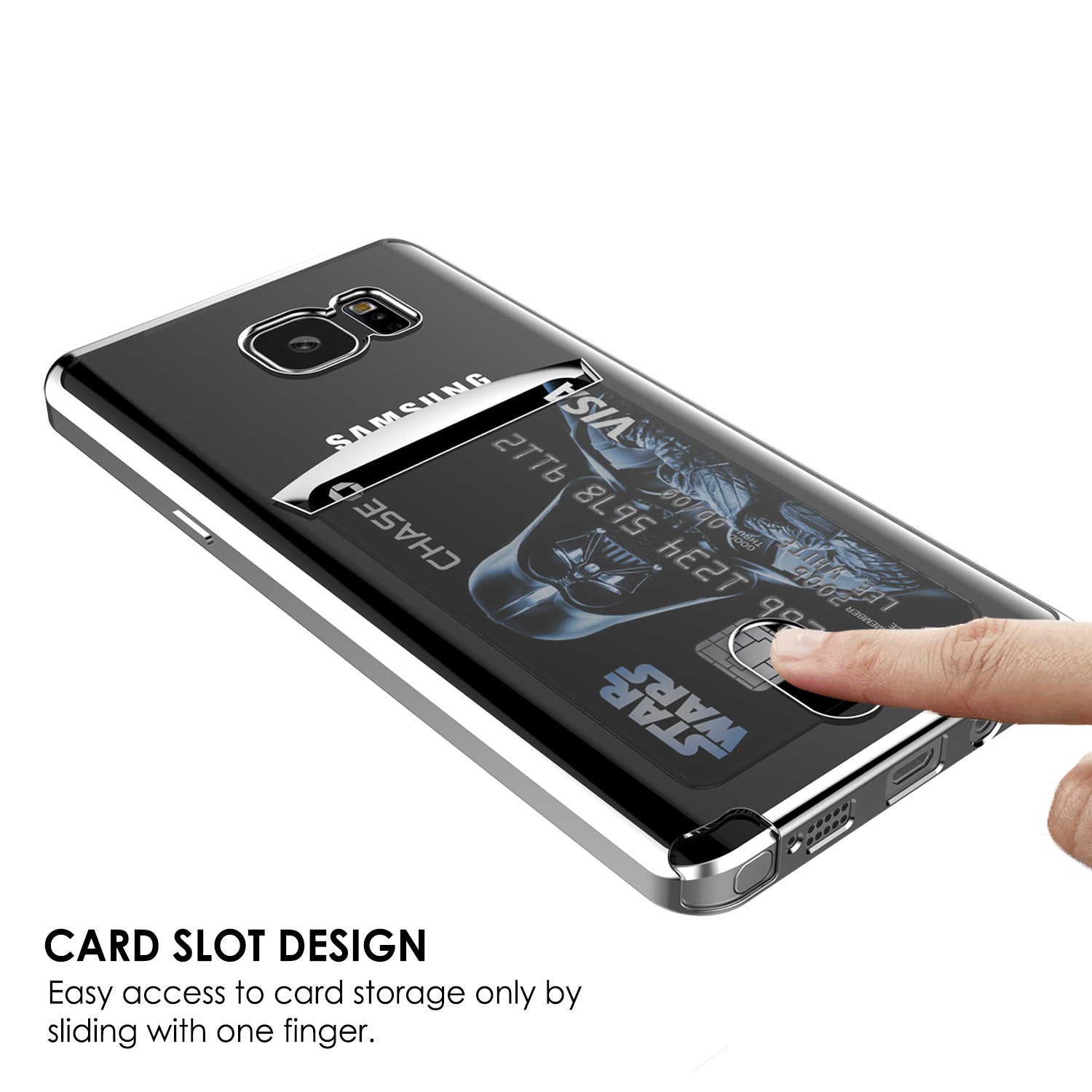 Galaxy Note 5 Case, PUNKCASE® LUCID Silver Series | Card Slot | SHIELD Screen Protector | Ultra fit