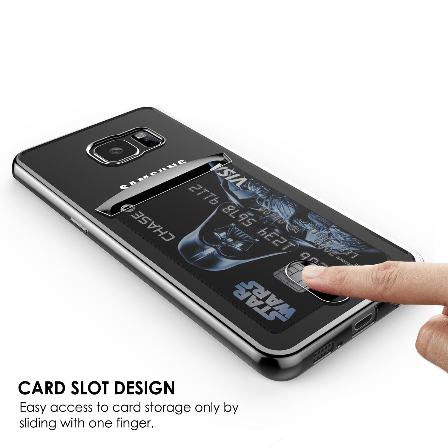 Galaxy S6 EDGE Case, PUNKCASE® LUCID Black Series | Card Slot | SHIELD Screen Protector | Ultra fit