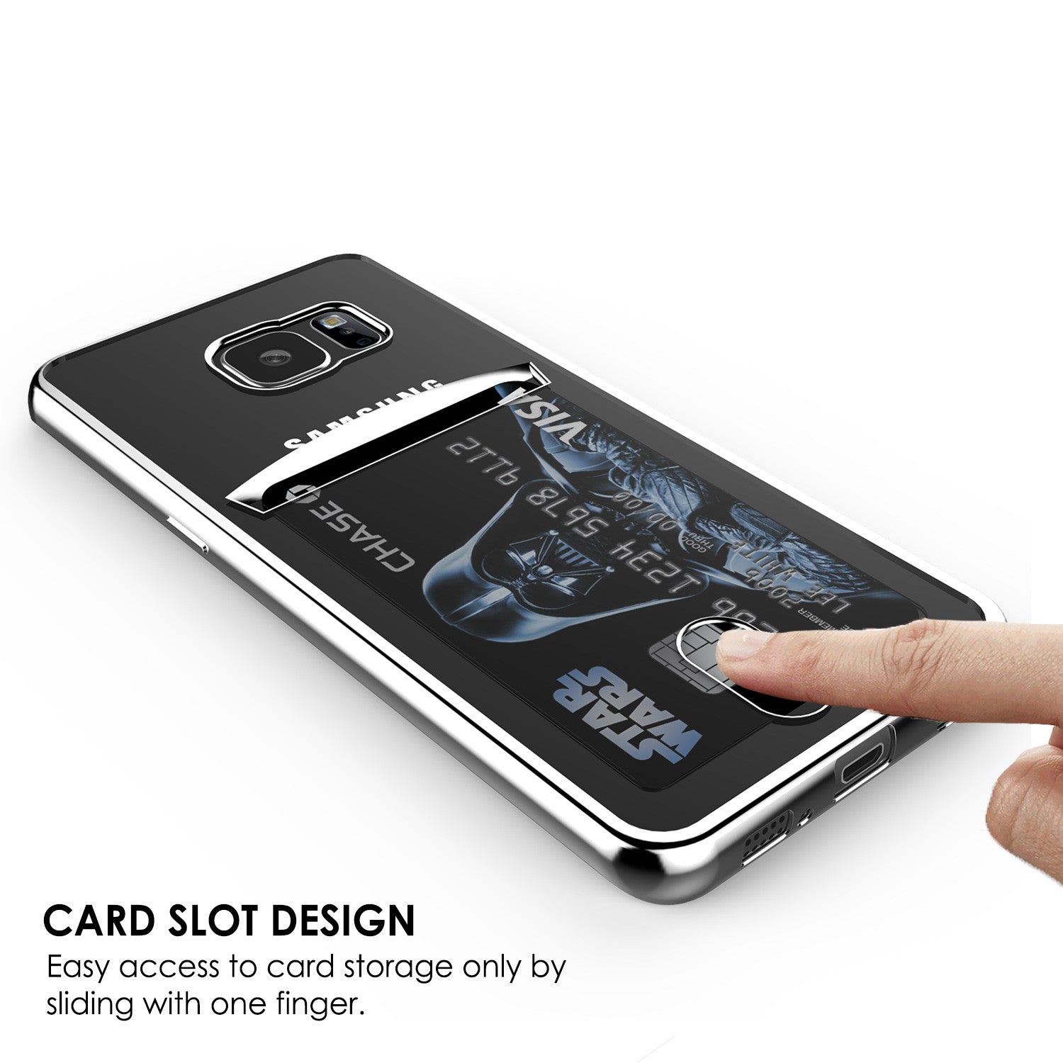 Galaxy S6 Case, PUNKCASE® LUCID Silver Series | Card Slot | SHIELD Screen Protector | Ultra fit