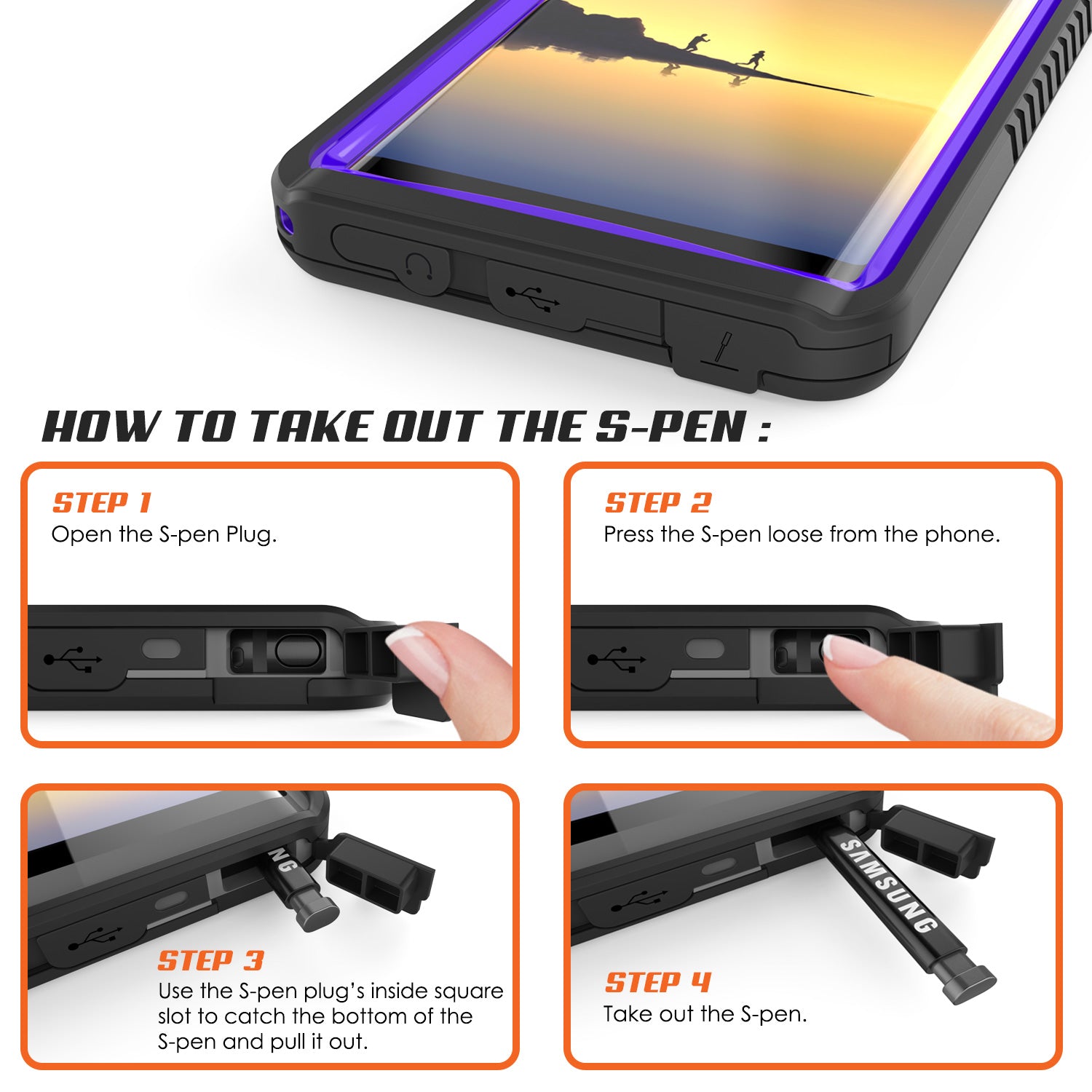 Galaxy Note 8 Anti-Shock Screen Protector Slim-Fit Case [Purple]