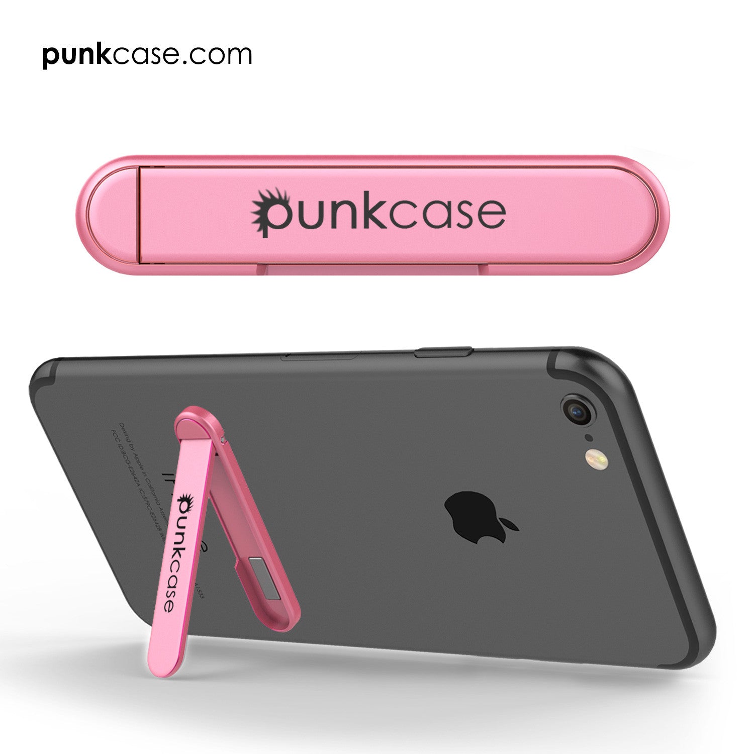 PUNKCASE FlickStick Universal Cell Phone Kickstand for all Mobile Phones & Cases with Flat Backs, One Finger Operation (Pink)