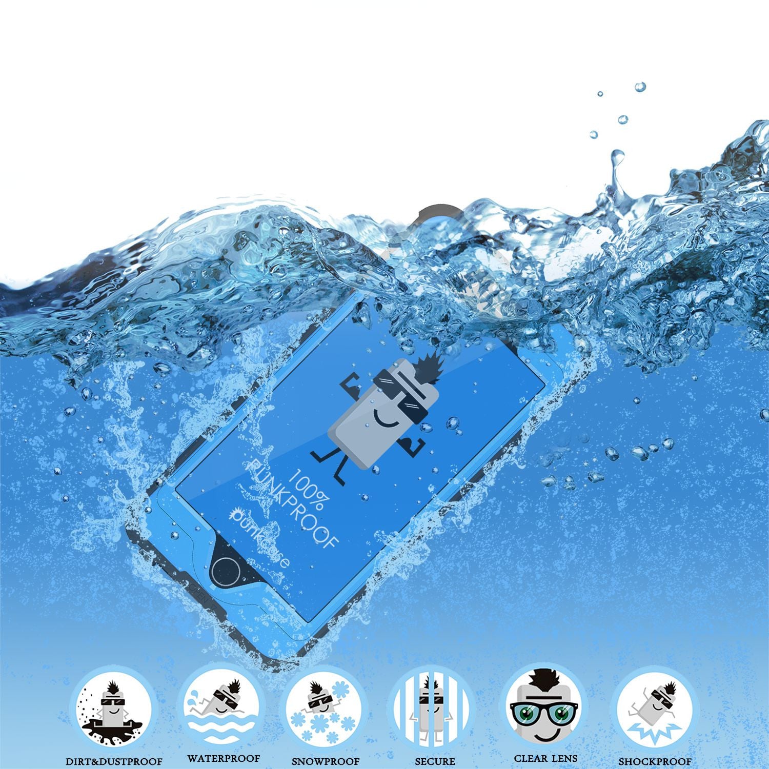 iPhone 6s/6 Waterproof Case, PunkCase StudStar Light Blue w/ Attached Screen Protector | Warranty