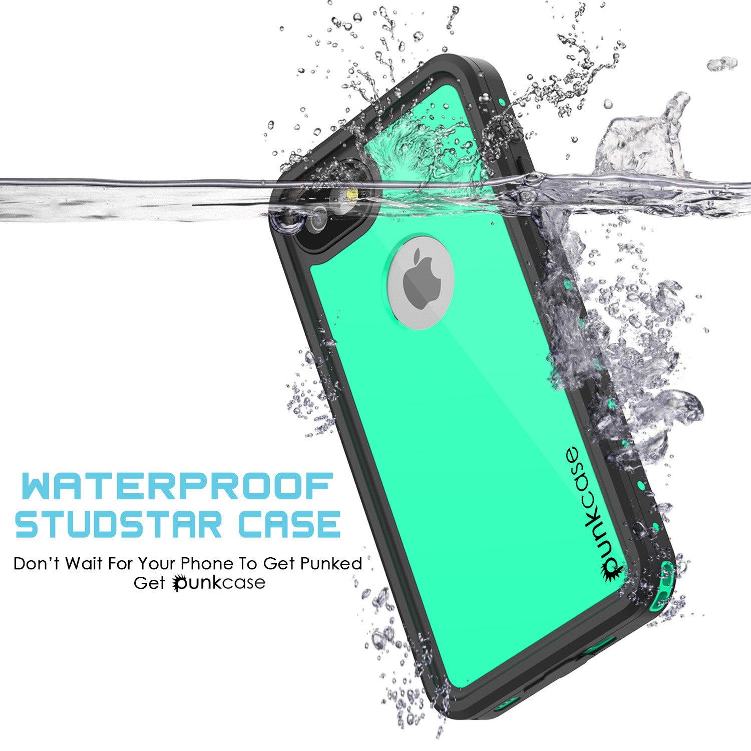 iPhone 7 Waterproof IP68 Case, Punkcase [Teal] [StudStar Series] [Slim Fit] [Dirtproof] [Snowproof]