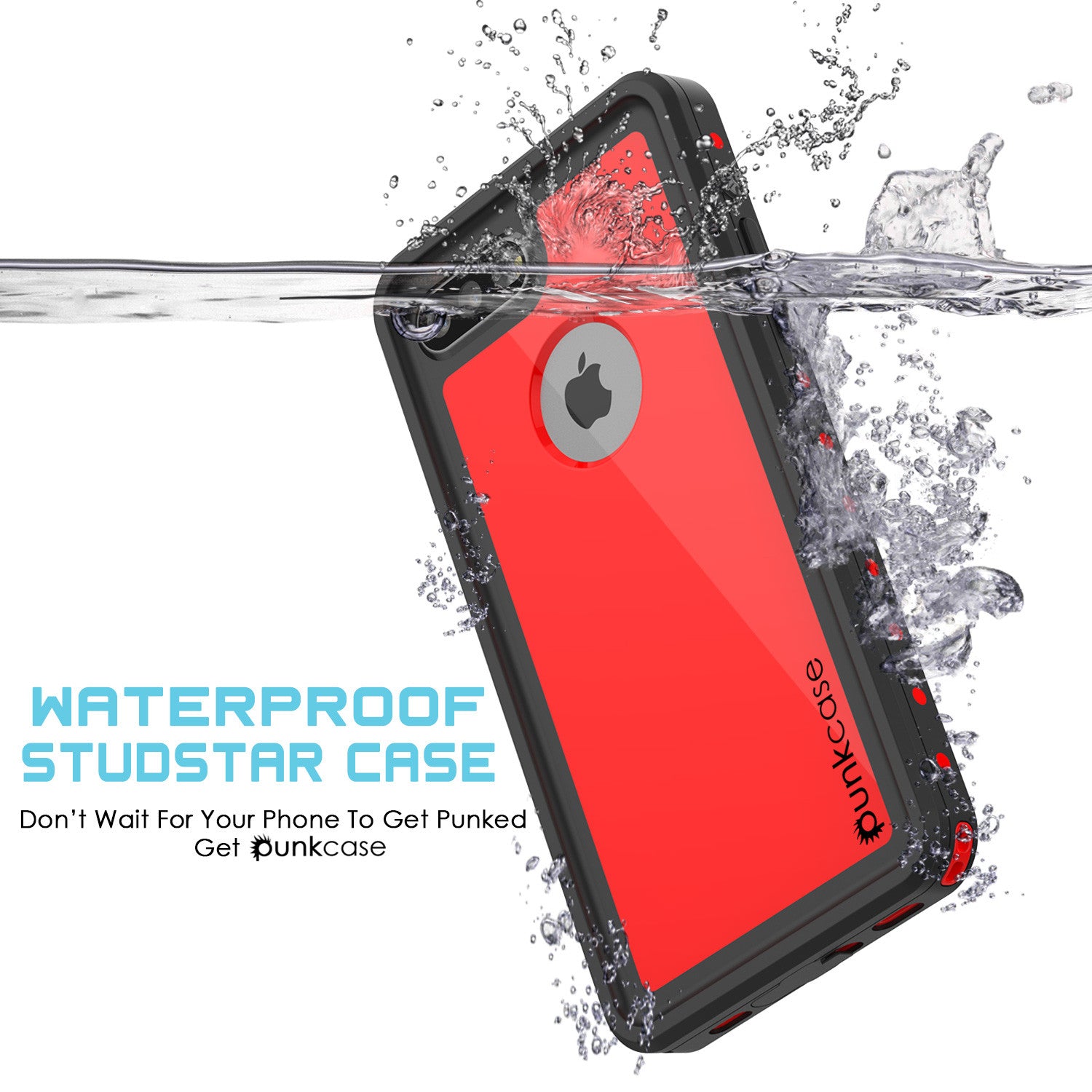 iPhone 7++/7+ Plus Waterproof Case, PUNKcase StudStar Red