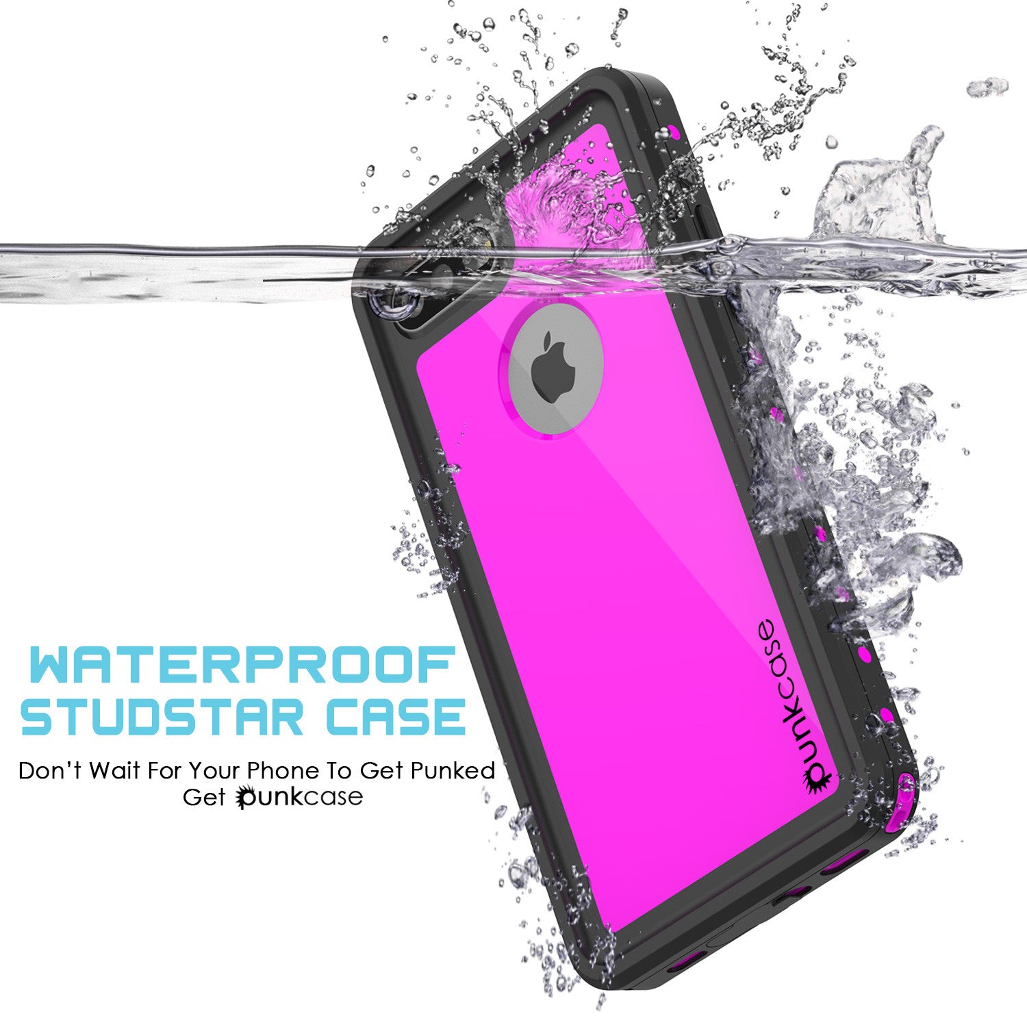 iPhone 7+ Plus Waterproof IP68 Case, Punkcase [Pink] [StudStar Series] [Slim Fit] [Dirtproof]