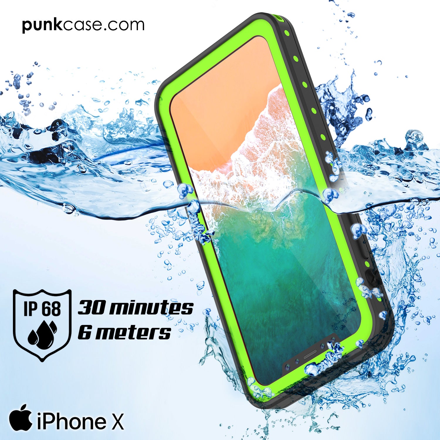 iPhone X Waterproof IP68 Case, Punkcase [Purple] [StudStar Series] [Slim Fit] [Dirtproof]