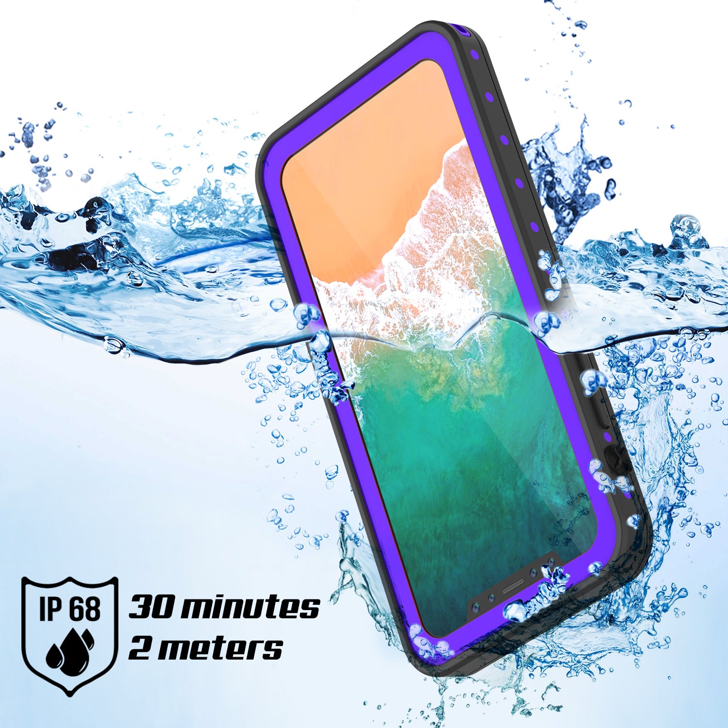 iPhone X Waterproof IP68 Case, Punkcase [Purple] [StudStar Series] [Slim Fit] [Dirtproof]
