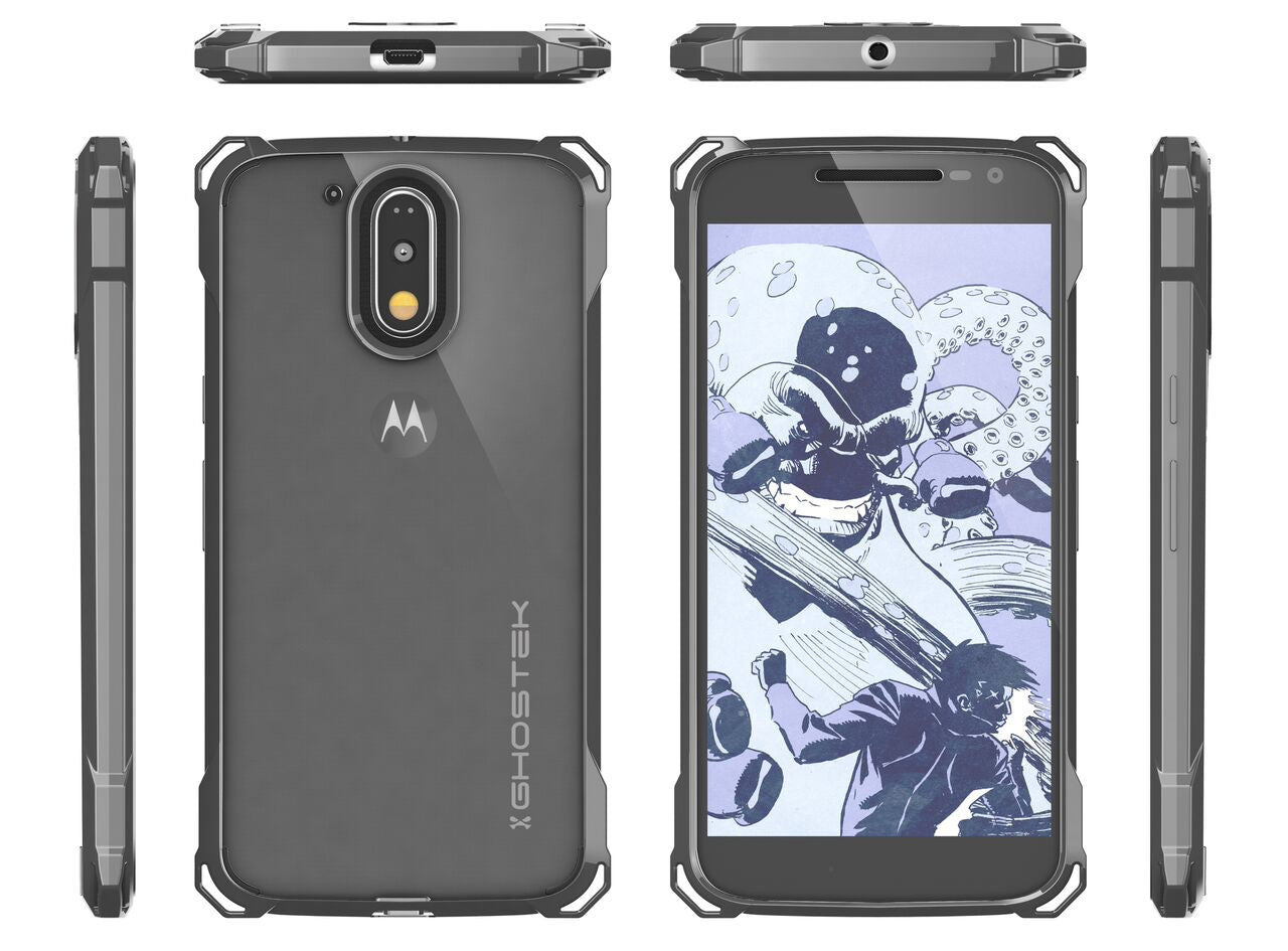 Moto G4 Case, Ghostek Covert Dark Grey Series | Clear TPU | Explosion-Proof Screen Protector