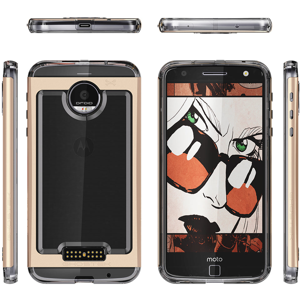 Motorola Moto Z Force Case, Ghostek Cloak 2.0 Gold Series w/ Screen Protector | Aluminum Frame