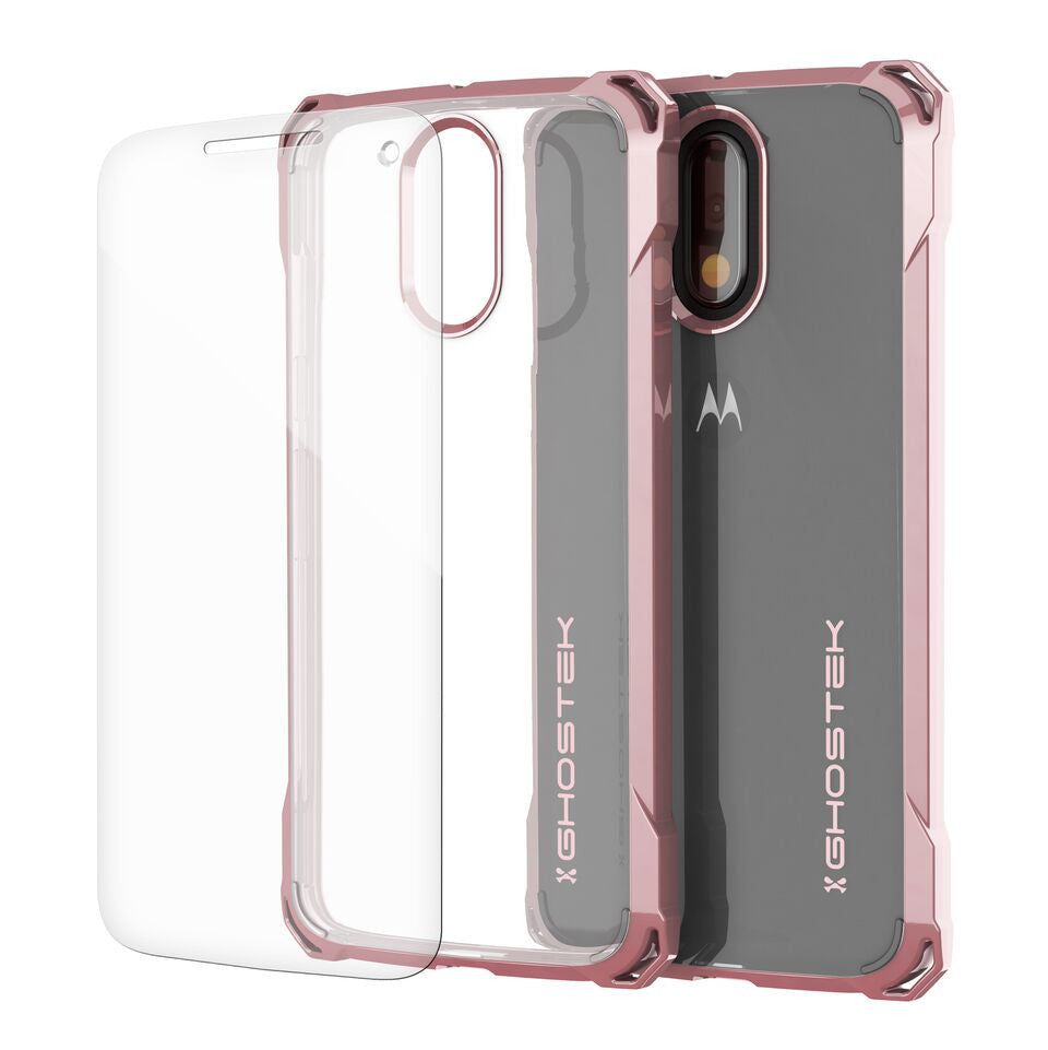 Moto G4 Case, Ghostek Covert Rose Pink Series | Clear TPU | Explosion-Proof Screen Protector
