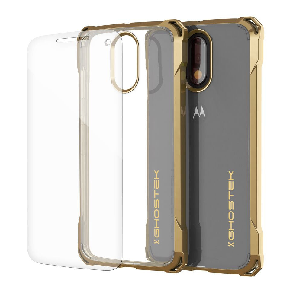 Moto G4 Case, Ghostek Covert Gold Series | Clear TPU | Explosion-Proof Screen Protector | Ultra Fit