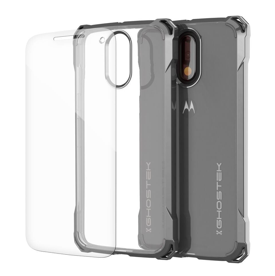Moto G4 Case, Ghostek Covert Dark Grey Series | Clear TPU | Explosion-Proof Screen Protector
