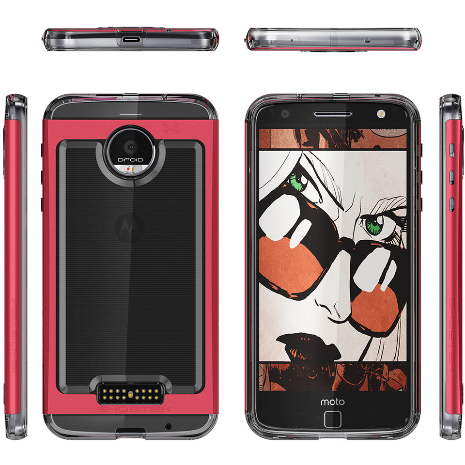 Motorola Moto Z Force Case, Ghostek Cloak 2.0 Red Series w/ Screen Protector | Aluminum Frame