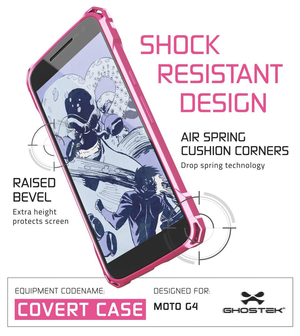 Moto G4 Case, Ghostek Covert Peach Series | Clear TPU | Explosion-Proof Screen Protector |Ultra Fit