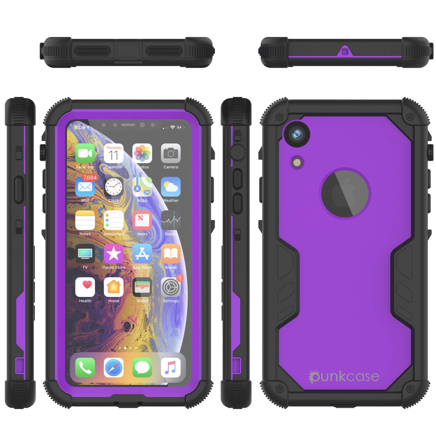 iPhone XR Waterproof Case, Punkcase [Navy Seal Extreme Series] Armor Cover W/ Built In Screen Protector [Purple]