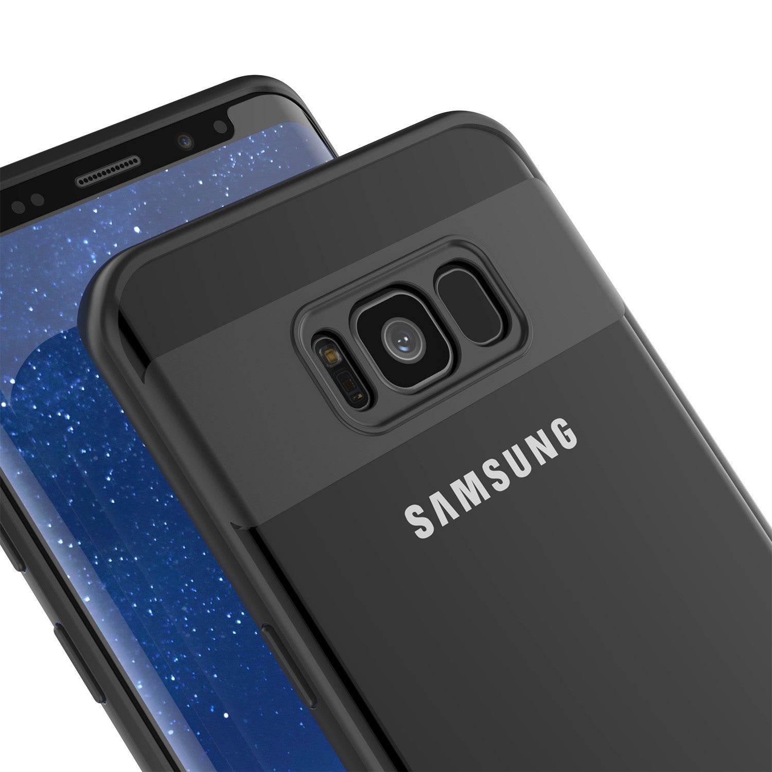 Galaxy S8 Plus Case, Punkcase [MASK Series] [BLACK] Full Body Hybrid Dual Layer TPU Cover W/ Protective PUNKSHIELD Screen Protector