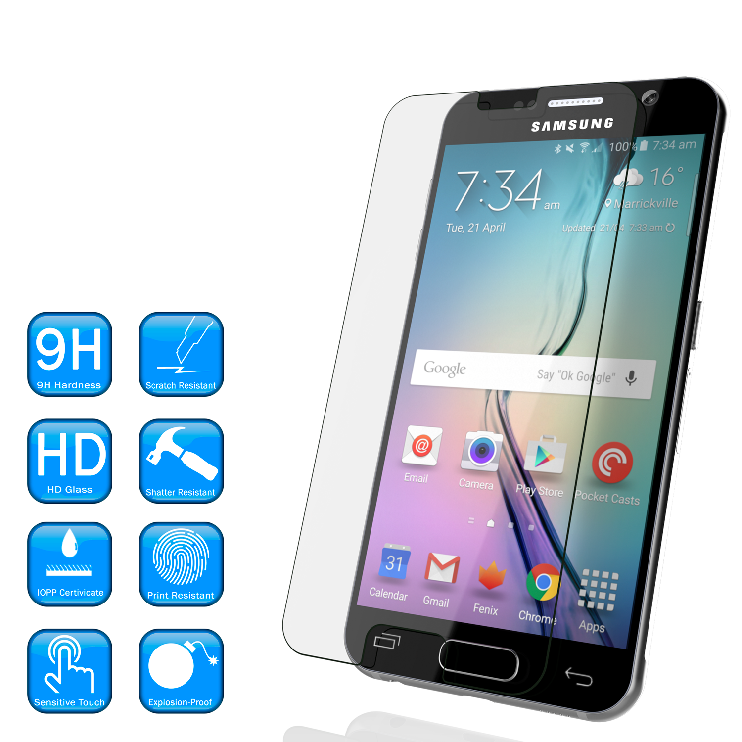 Galaxy s5 Punkcase Glass SHIELD Tempered Glass Screen Protector 0.33mm Thick 9H Glass Screen