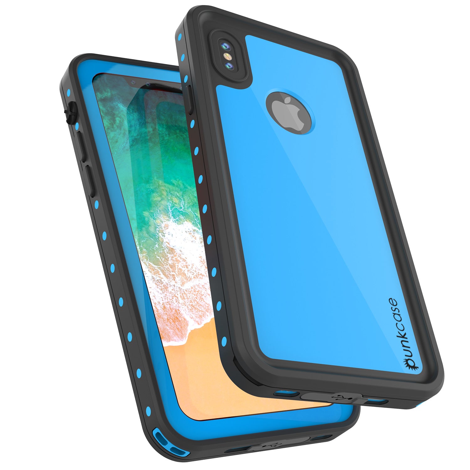 iPhone X Waterproof IP68 Case, Punkcase [Light blue] [StudStar Series] [Slim Fit] [Dirtproof]
