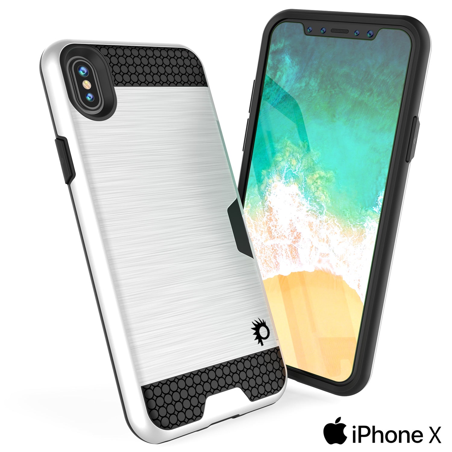 iPhone X Case, PUNKcase [SLOT Series] Slim Fit Dual-Layer Armor Cover [White]