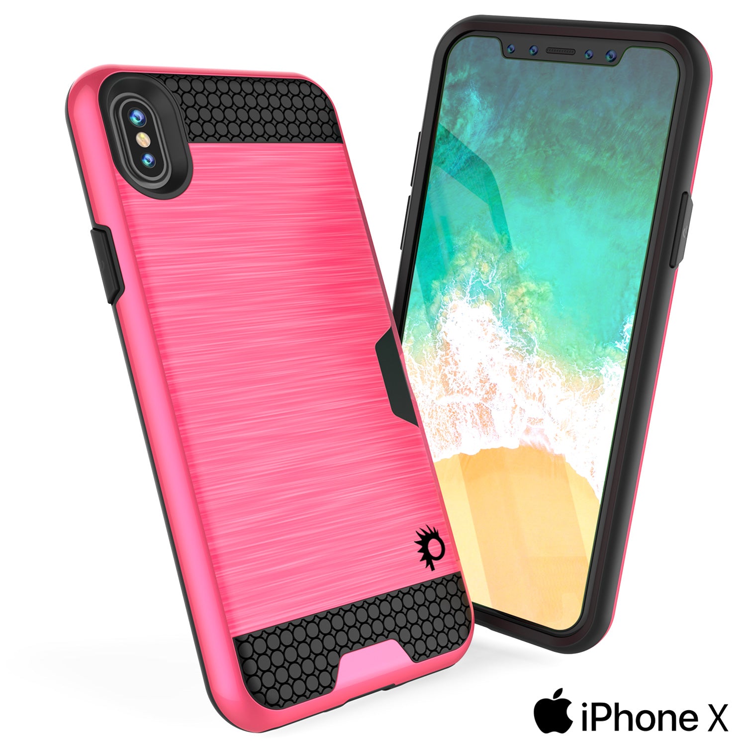 iPhone X Case, PUNKcase [SLOT Series] Slim Fit Dual-Layer Armor Cover [Pink]