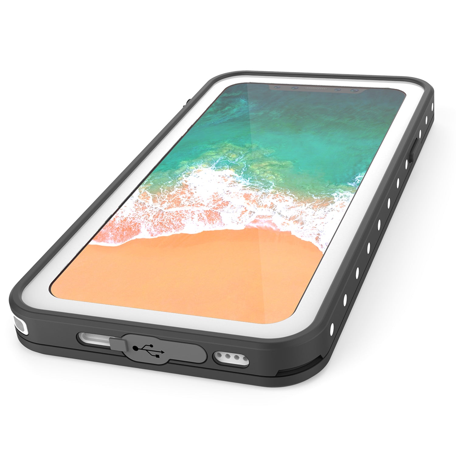 iPhone X Waterproof IP68 Case, Punkcase [White] [StudStar Series] [Slim Fit] [Dirtproof]