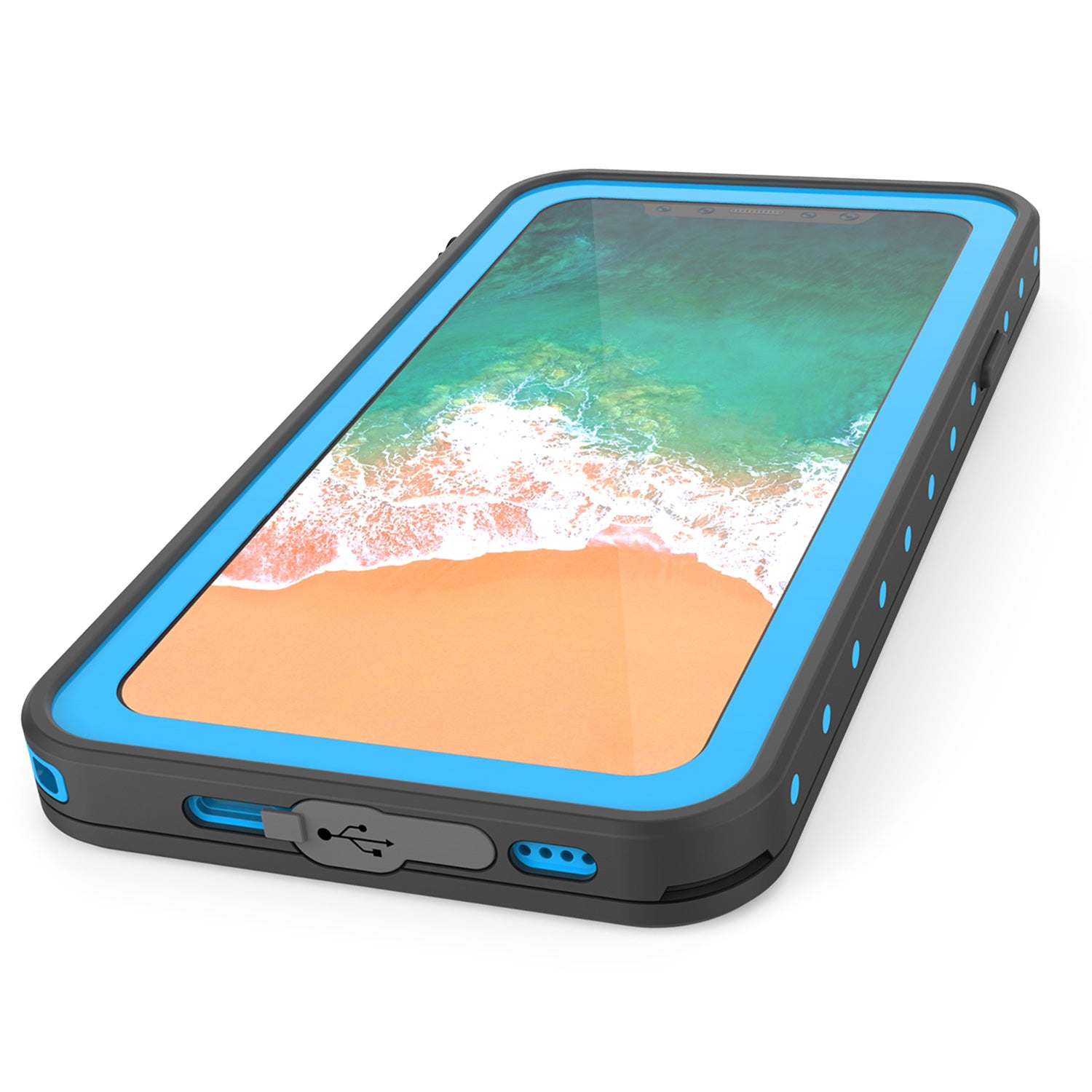 iPhone X Waterproof IP68 Case, Punkcase [Light blue] [StudStar Series] [Slim Fit] [Dirtproof]