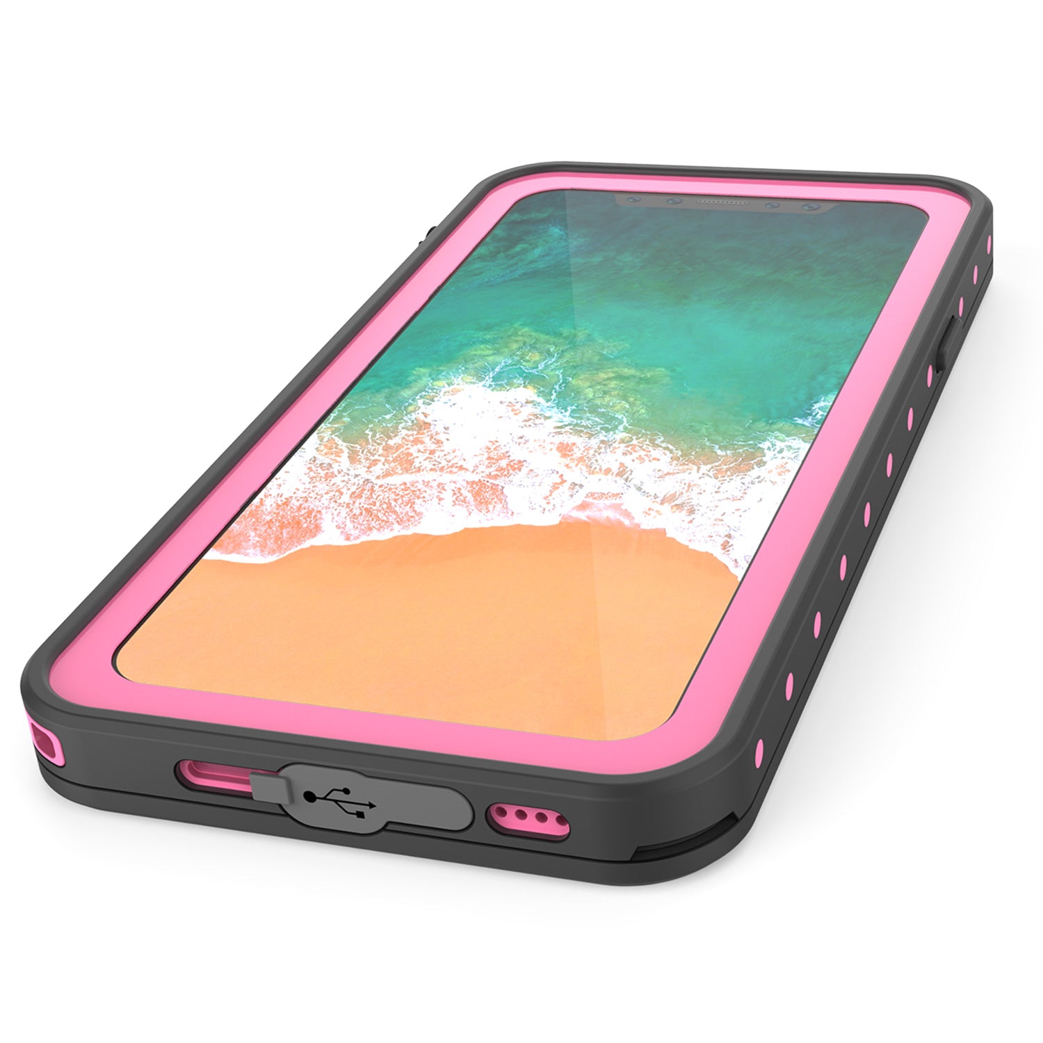 iPhone X Waterproof IP68 Case, Punkcase [Pink] [StudStar Series] [Slim Fit] [Dirtproof]