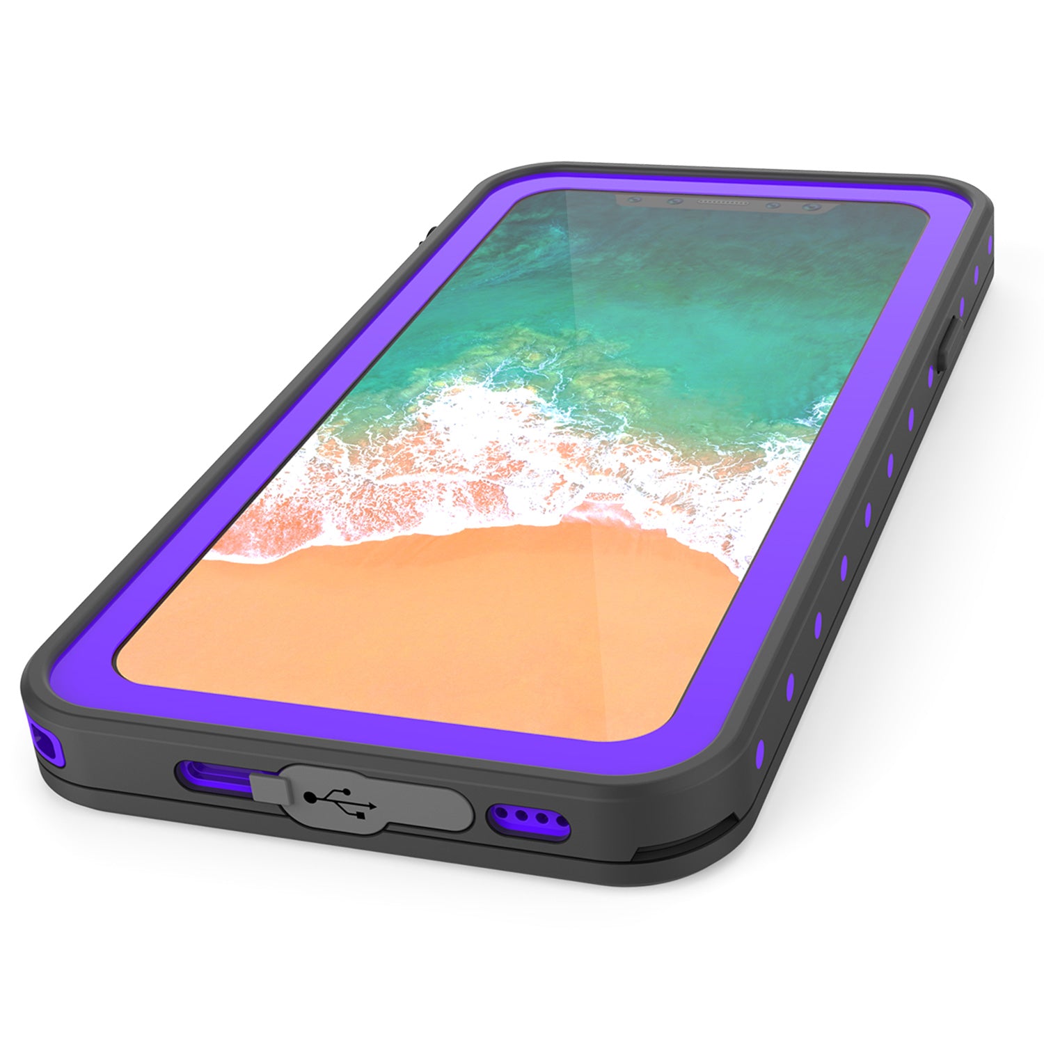 iPhone X Waterproof IP68 Case, Punkcase [Purple] [StudStar Series] [Slim Fit] [Dirtproof]