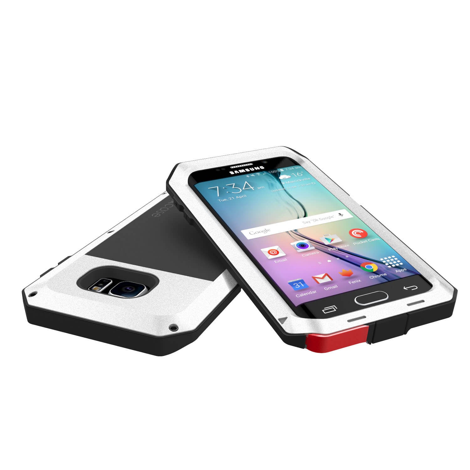 Galaxy S6 EDGE  Case, PUNKcase Metallic White Shockproof  Slim Metal