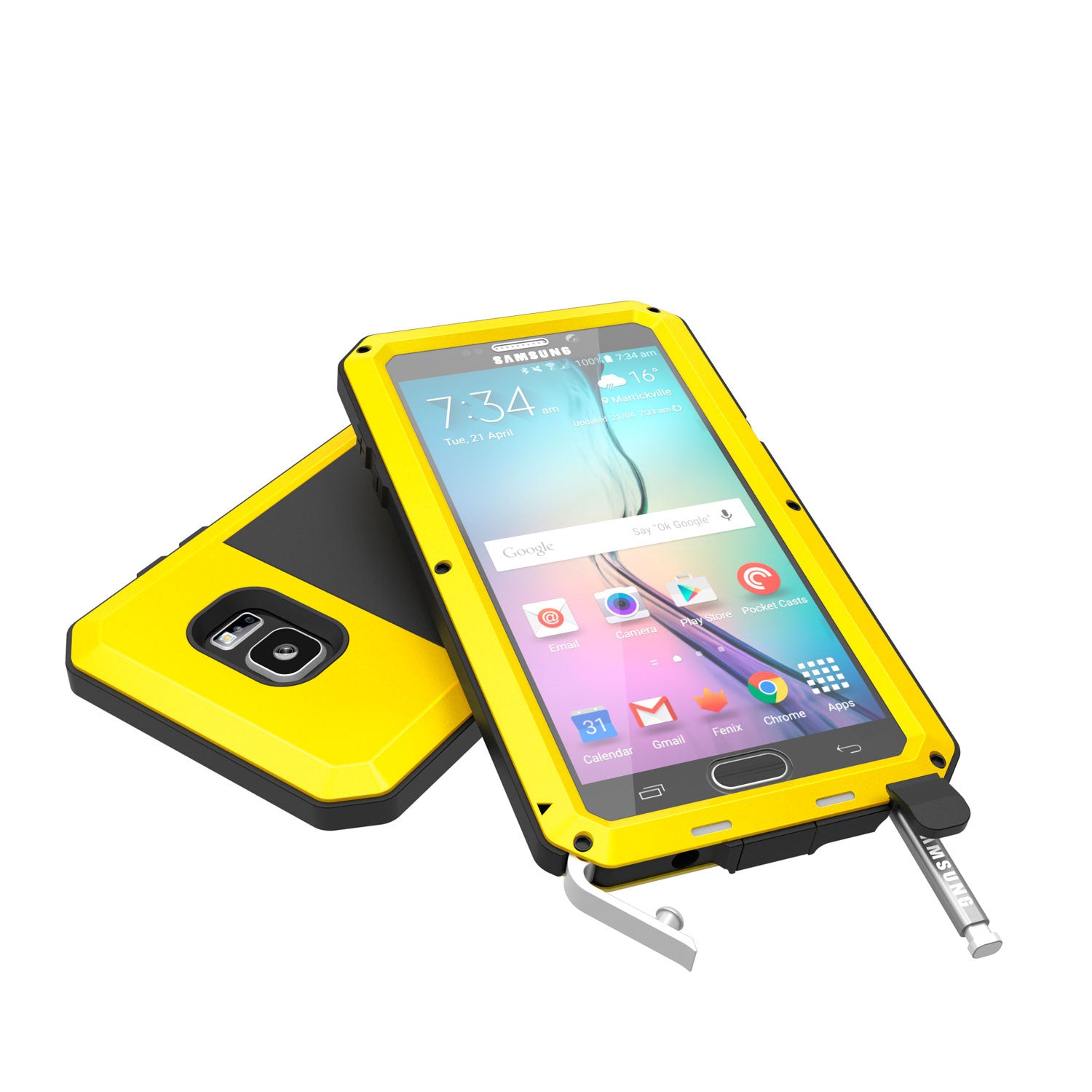 Note 5 Case, Punkcase® METALLIC Series NEON w/ TEMPERED GLASS | Aluminum Frame