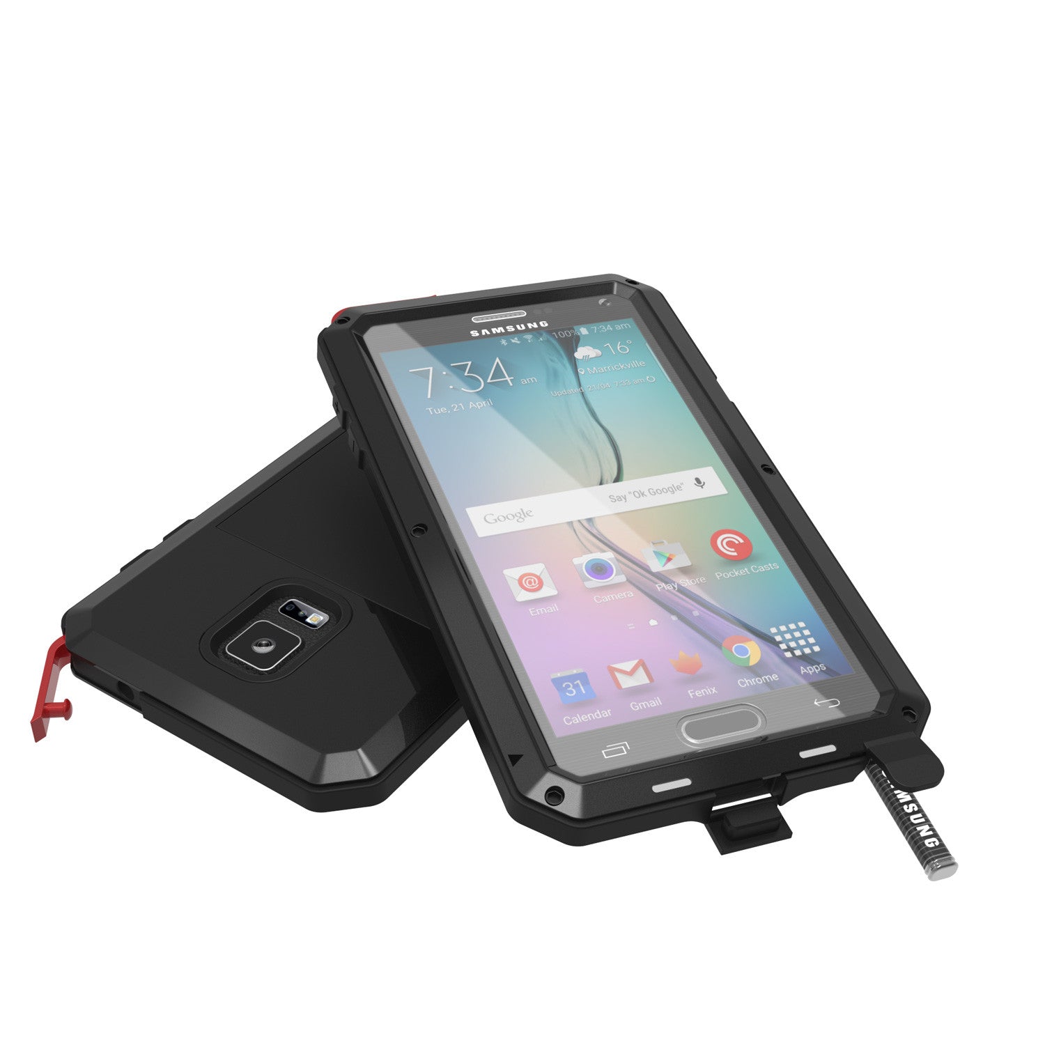 Note 4 Case, Punkcase® METALLIC Series BLACK w/ TEMPERED GLASS | Aluminum Frame