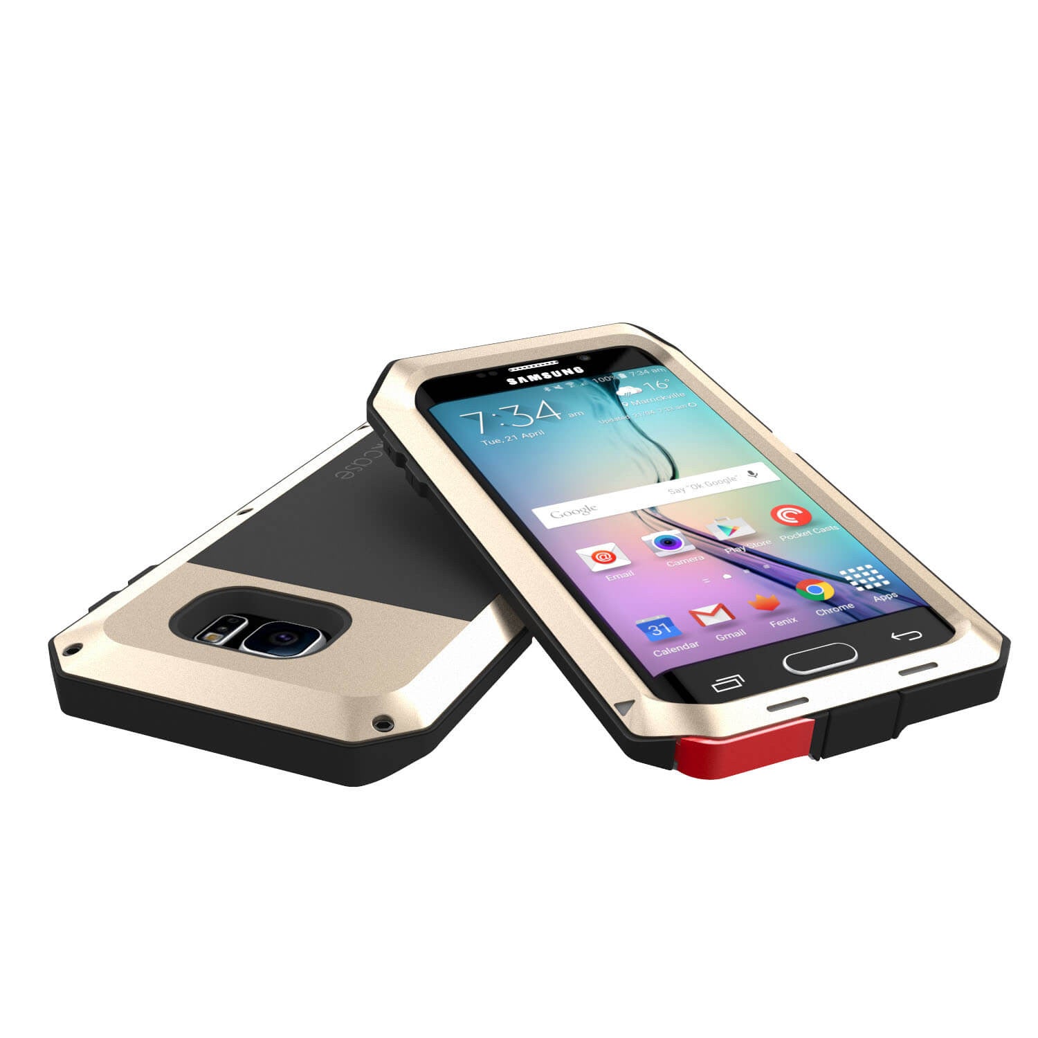 Galaxy S6 EDGE  Case, PUNKcase Metallic Gold Shockproof  Slim Metal