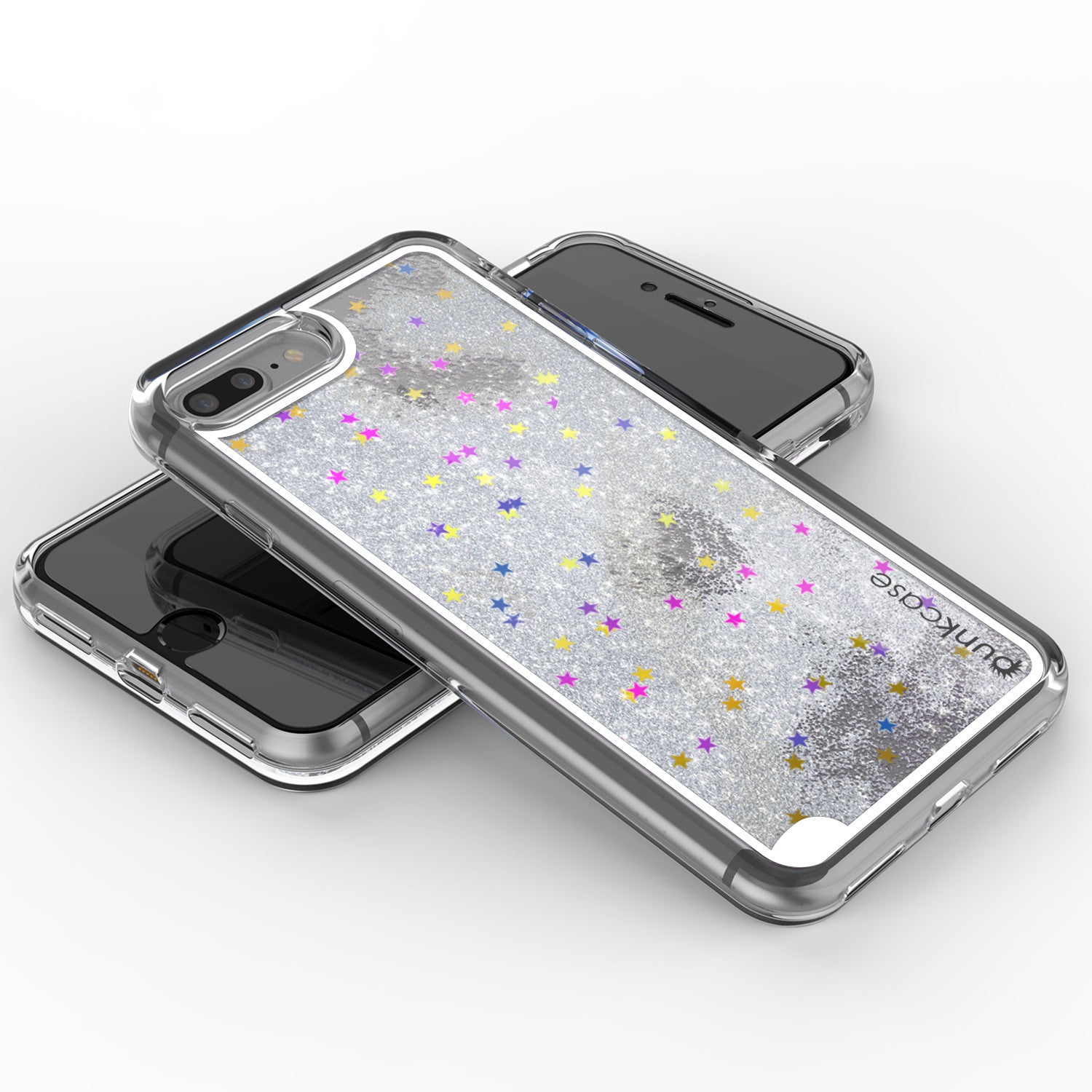 iPhone 7+Plus Case, PunkCase LIQUID Silver Series, Protective Dual Layer Floating Glitter Cover