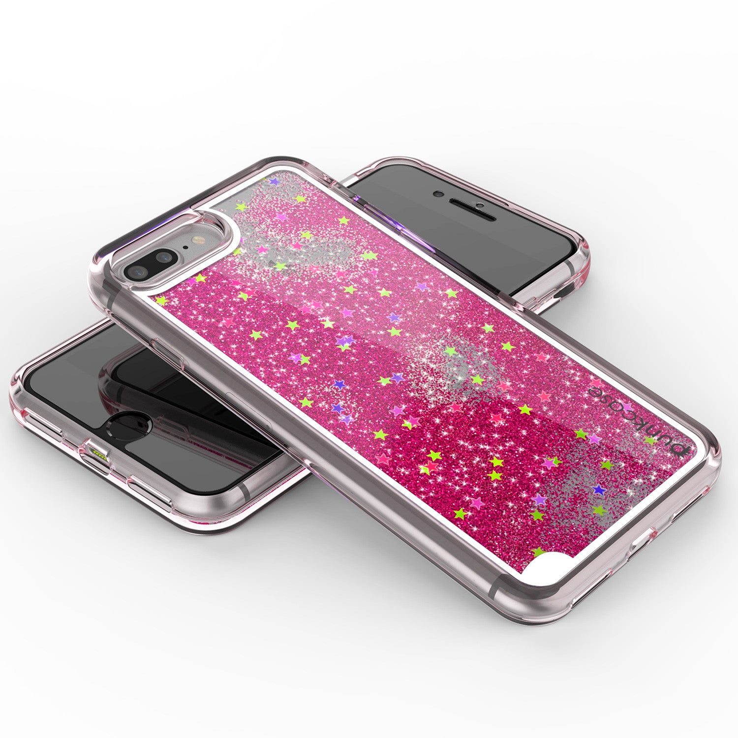 iPhone 7+Plus Case, PunkCase LIQUID Pink Series, Protective Dual Layer Floating Glitter Cover