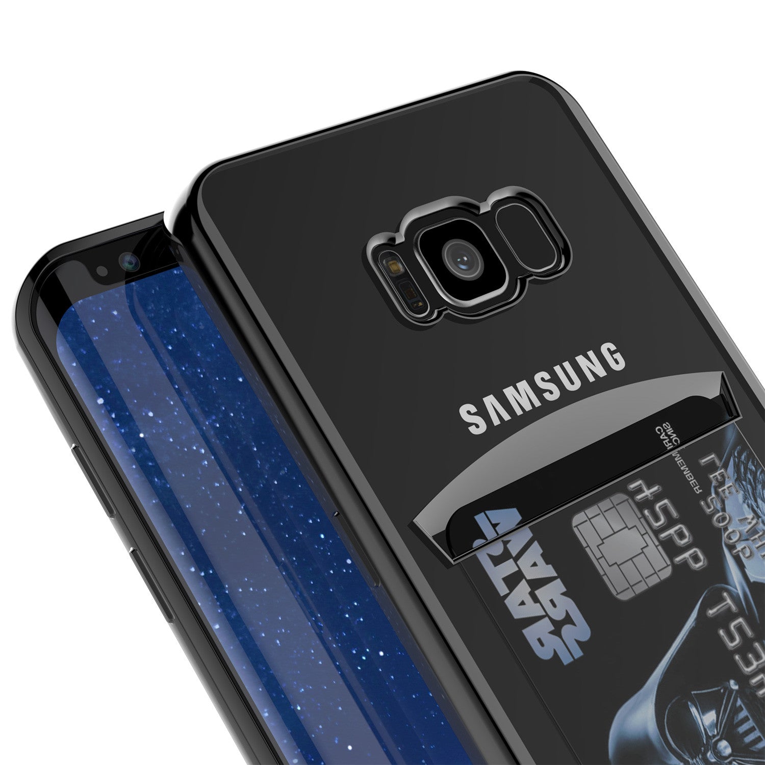 Galaxy S8 Case, PUNKCASE® LUCID Black Series | Card Slot | SHIELD Screen Protector | Ultra fit