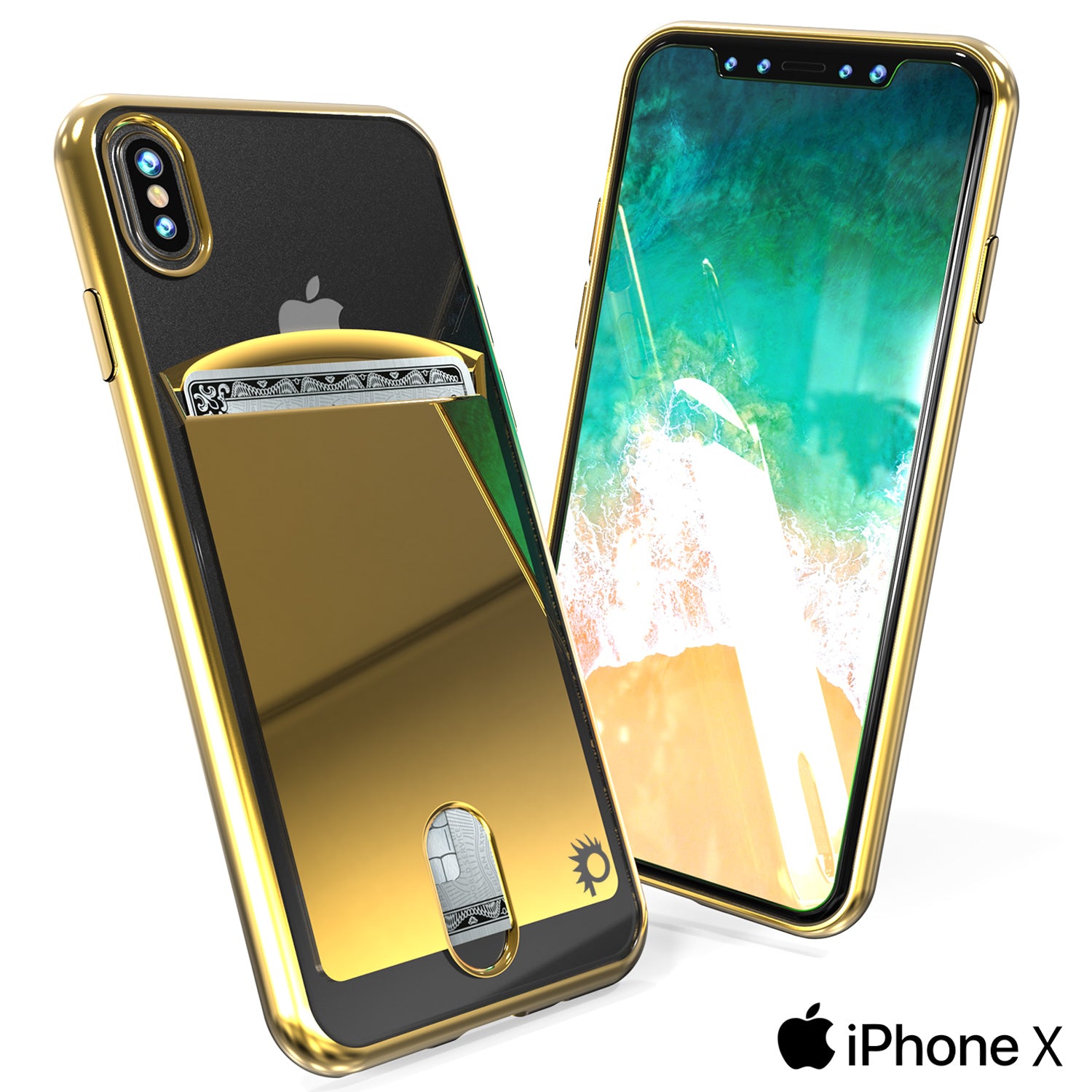 iPhone X Case, PUNKcase [LUCID Series] Slim Fit Protective Dual Layer Armor Cover [Gold]