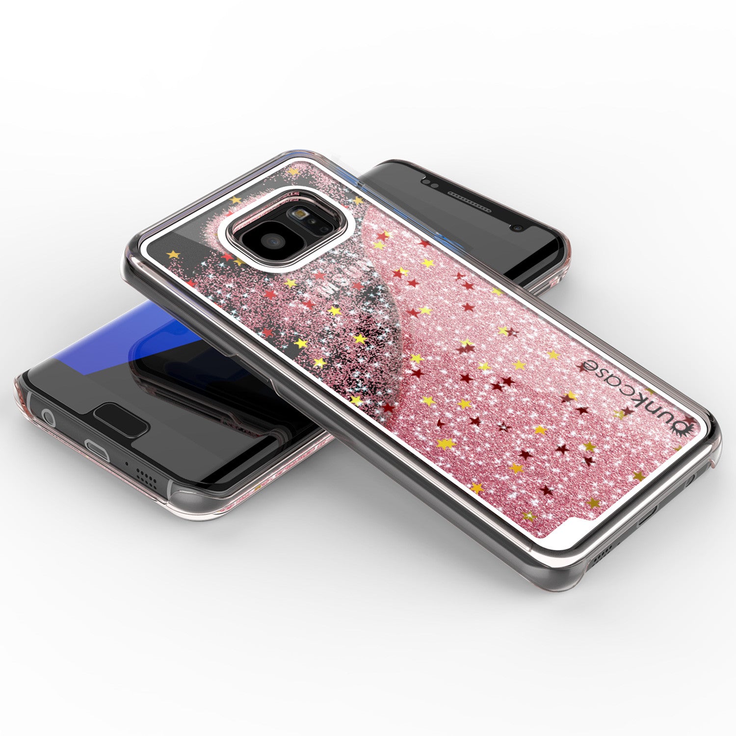 S7 Edge Case, Punkcase [Liquid Rose Series] Protective Dual Layer Floating Glitter Cover with lots of Bling & Sparkle + PunkShield Screen Protector