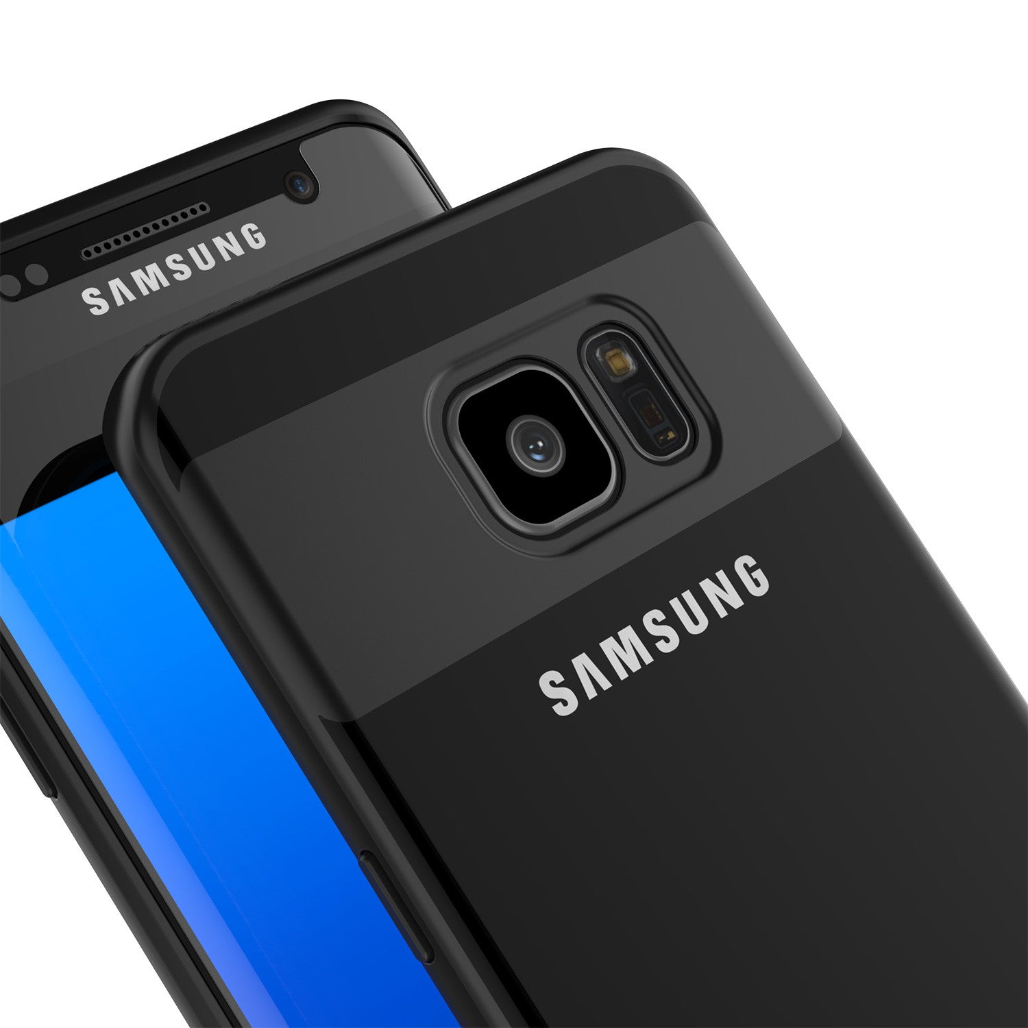 Galaxy S7 Edge Case [MASK Series] [BLACK] Full Body Hybrid Dual Layer TPU Cover W/ Protective PUNKSHIELD Screen Protector