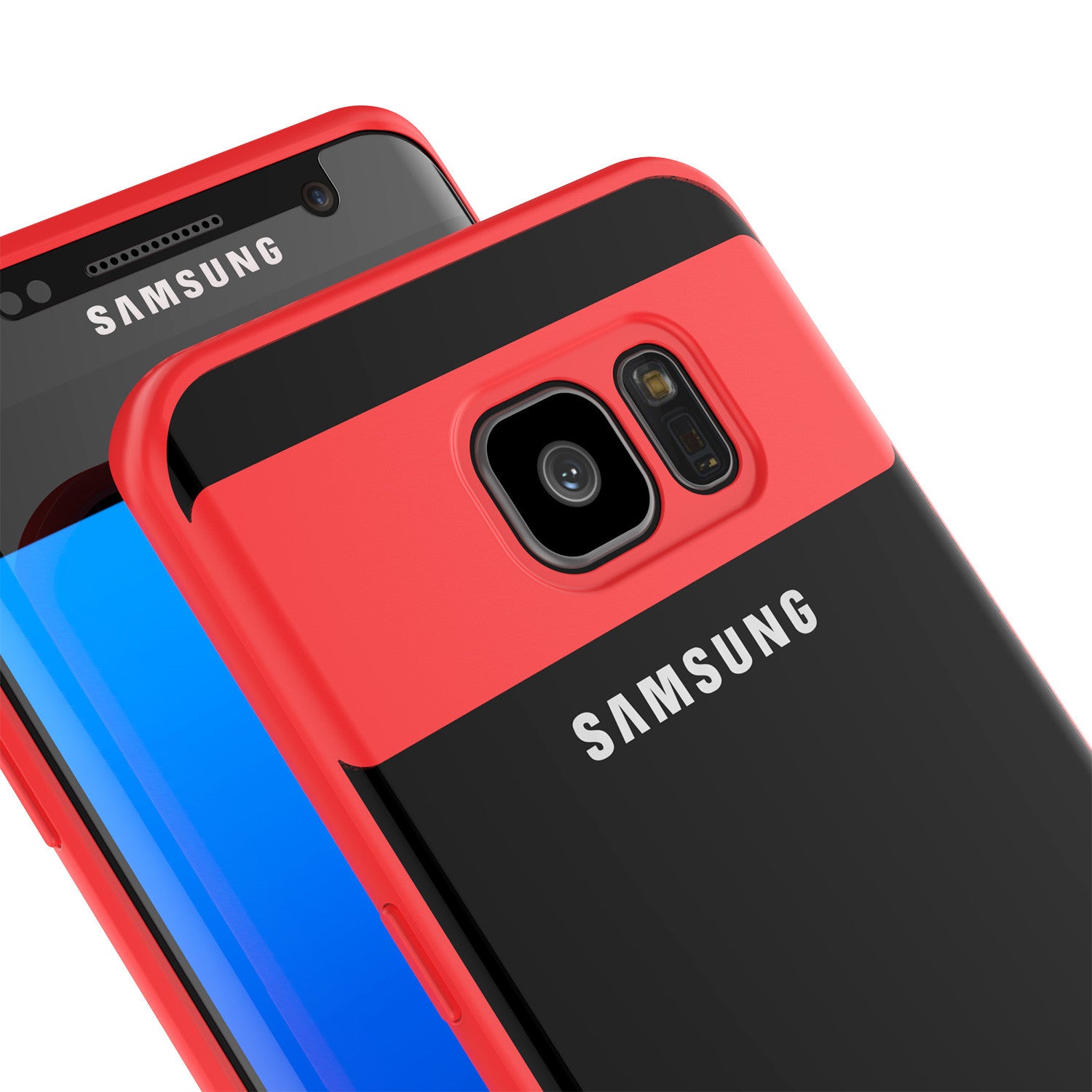 Galaxy S7 Edge Case [MASK Series] [RED] Full Body Hybrid Dual Layer TPU Cover W/ Protective PUNKSHIELD Screen Protector