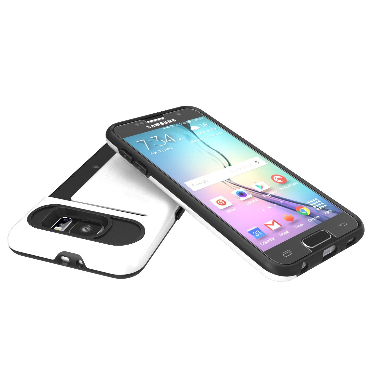 Galaxy S6 EDGE Plus Case PunkCase CLUTCH White Series Slim Armor Soft Cover Case w/ Screen Protector