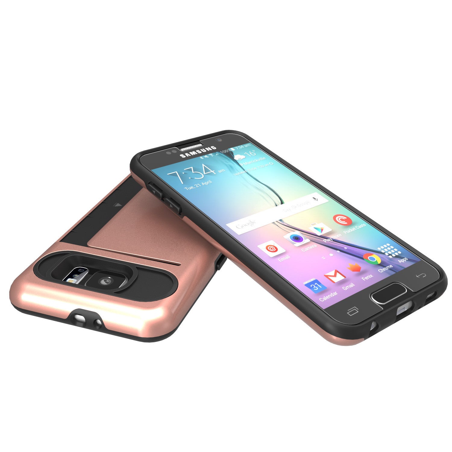 Galaxy S6 EDGE Case PunkCase CLUTCH Rose Gold Series Slim Armor Soft Cover Case w/ Screen Protector