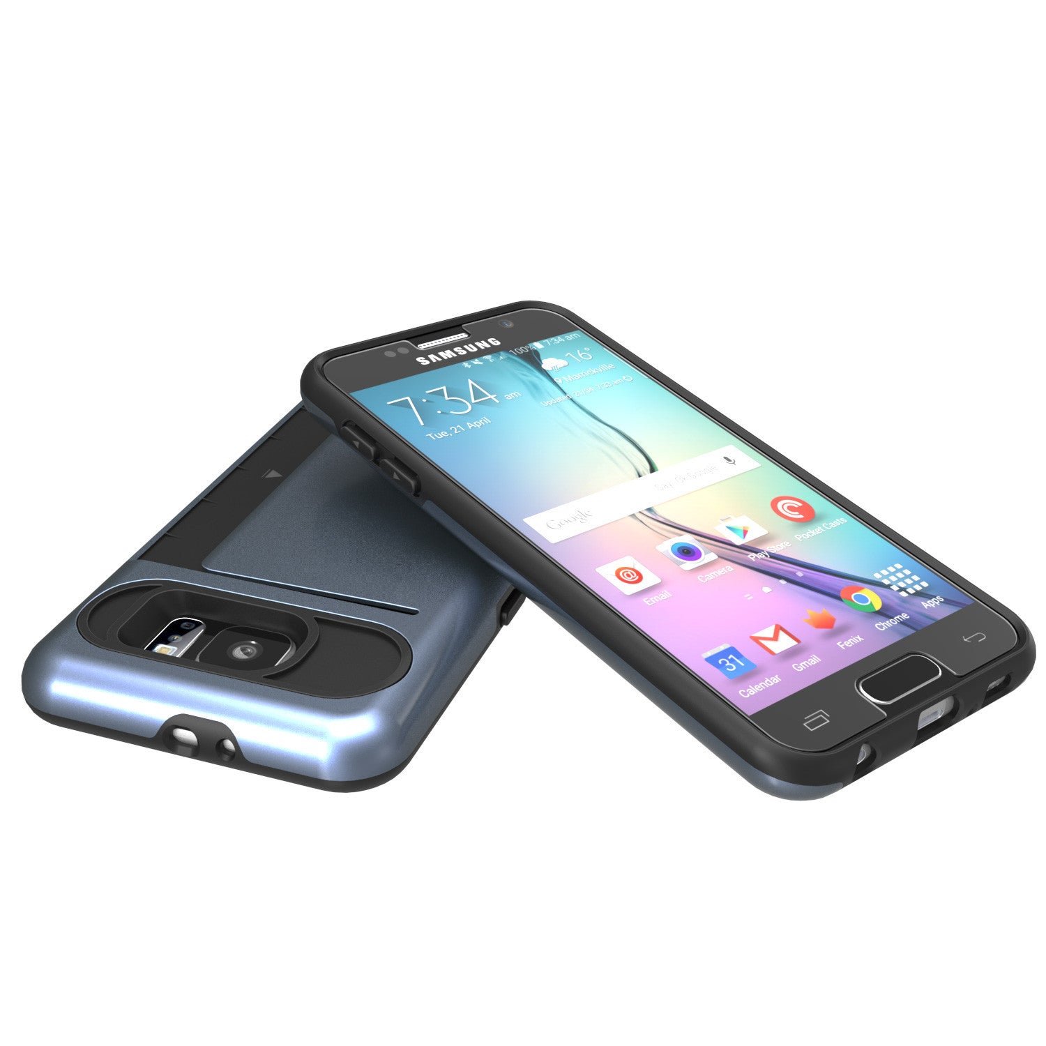 Galaxy S6 EDGE Plus Case PunkCase CLUTCH Navy Series Slim Armor Soft Cover Case w/ Screen Protector